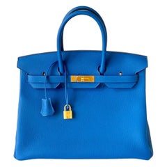 Hermès Birkin 35 Blue Zellige Togo Gold Hardware 