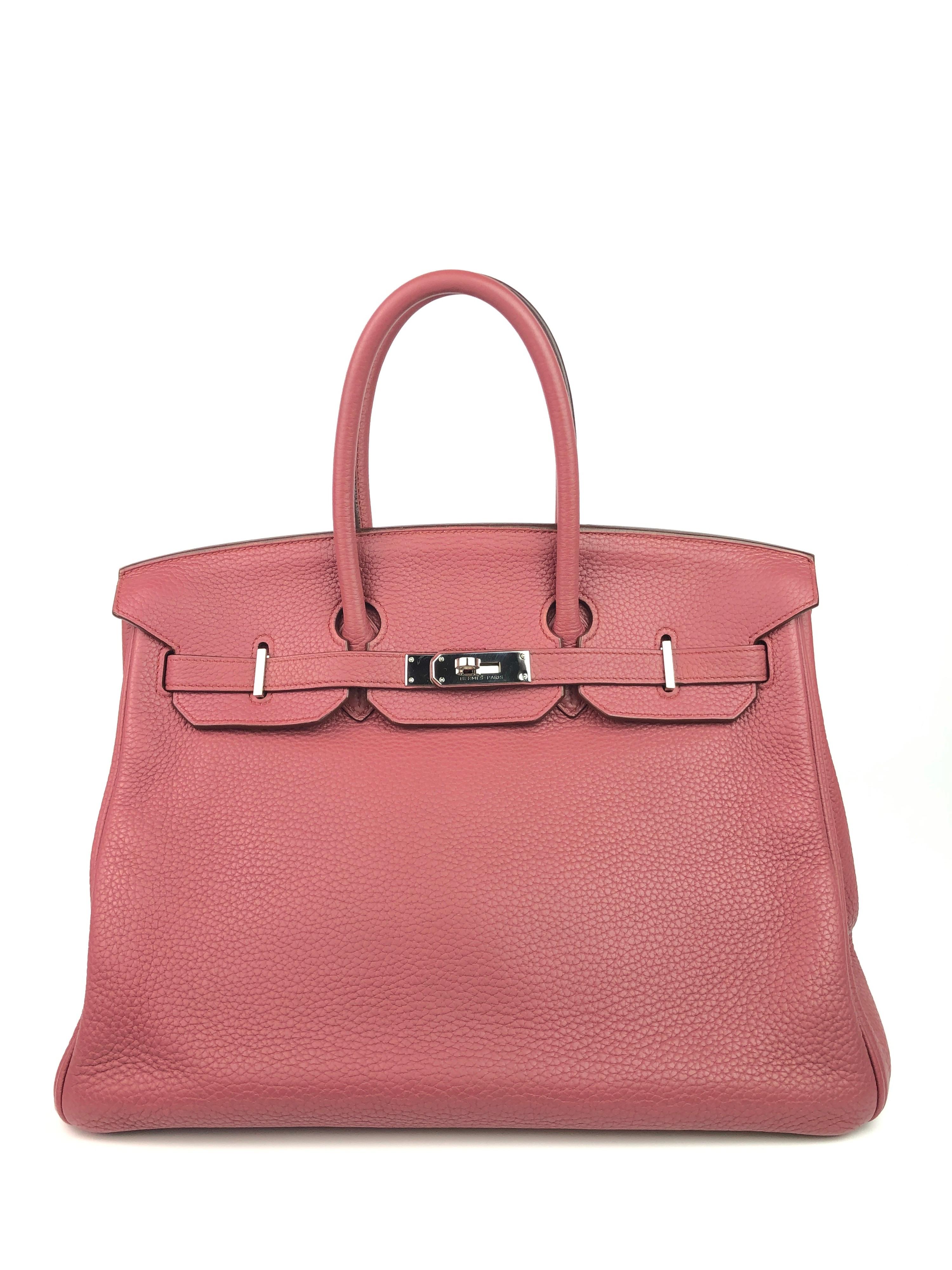 RARE HERMES BIRKIN BOIS DE ROSE PINK PURPLEPALLADIUM HARDWARE. Excellent condition, hairline scratches on hardware perfect corners and Buttery Soft structure. 

Shop with Confidence from Lux Addicts. Authenticity Guaranteed! 