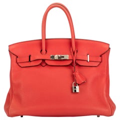 Hermes Birkin 35 Bouganvillea Clemence Bag