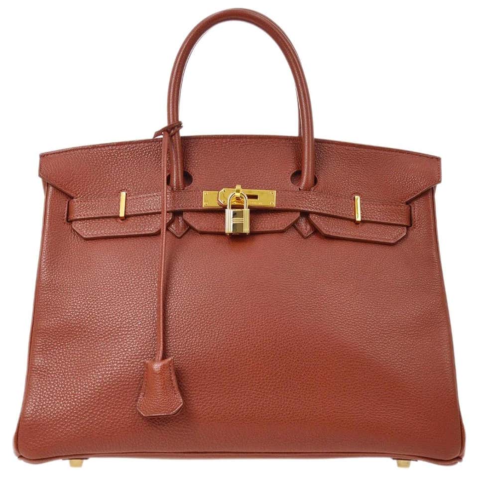 Hermes Birkin 35 Brick Red Leather Gold Men's Women's Top Handle Tote ...