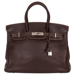Hermes Birkin 35 Brown Fjord Palladium Bag