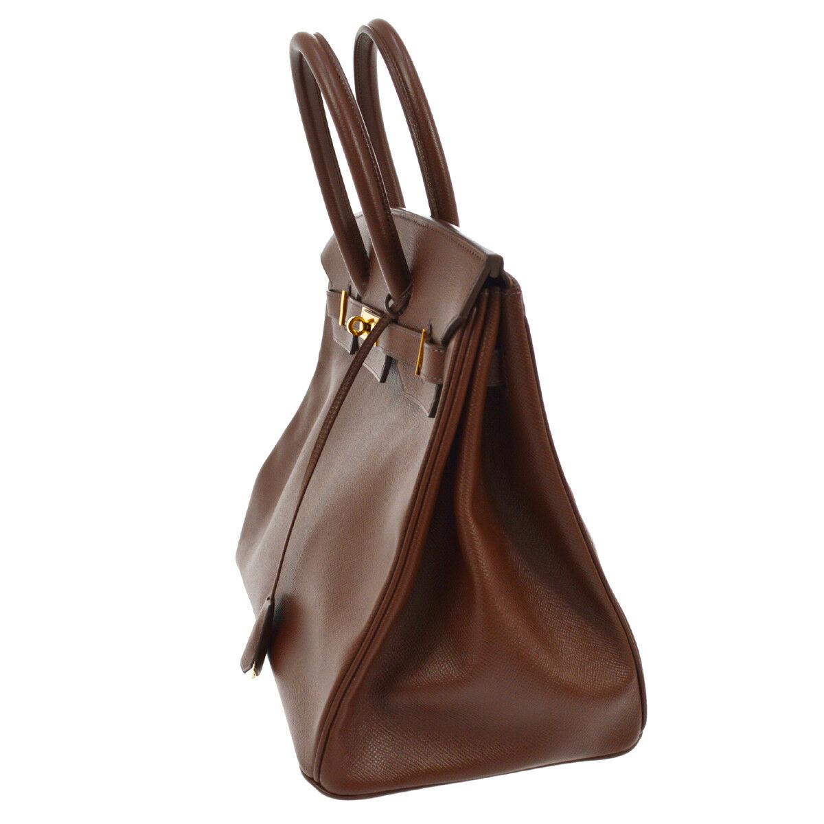 Hermes Birkin 35 Brown Leather Gold Top Carryall Handle Satchel Travel Tote Bag 1