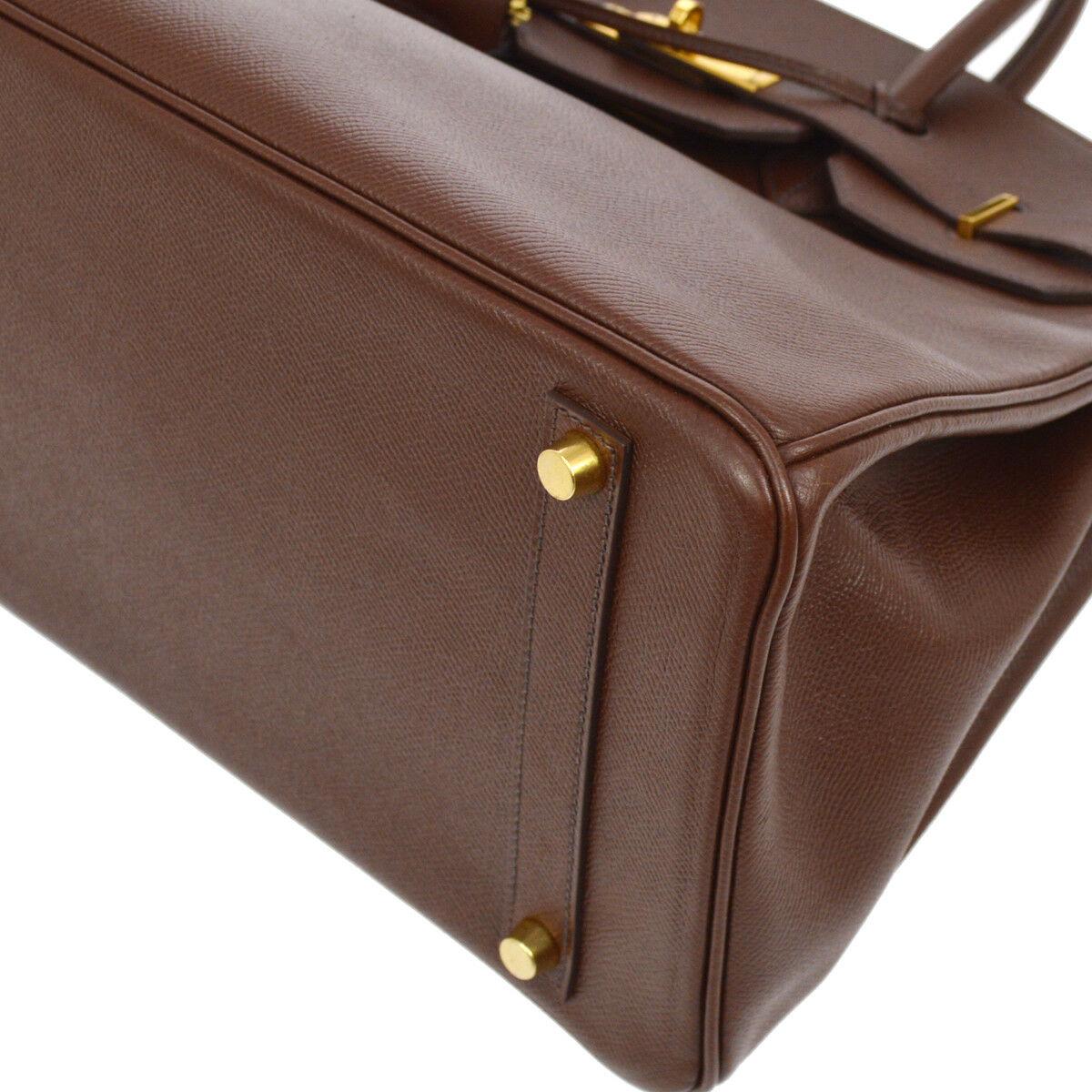 Hermes Birkin 35 Brown Leather Gold Top Carryall Handle Satchel Travel Tote Bag 2