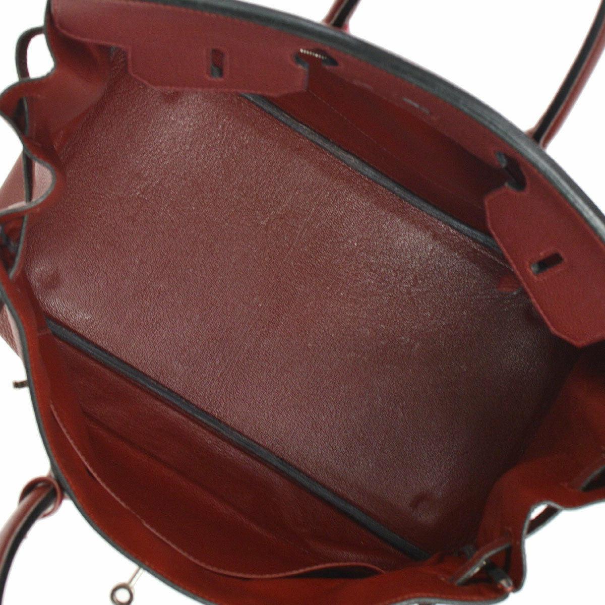 Hermes Birkin 35 Burgundy Leather Top Carryall Handle Satchel Travel Tote Bag 1