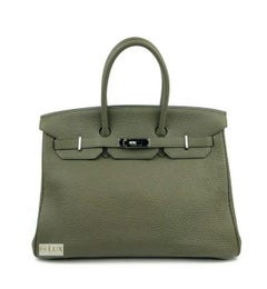 Hermes Birkin 35 Canopee Army Green Palladium Hardware