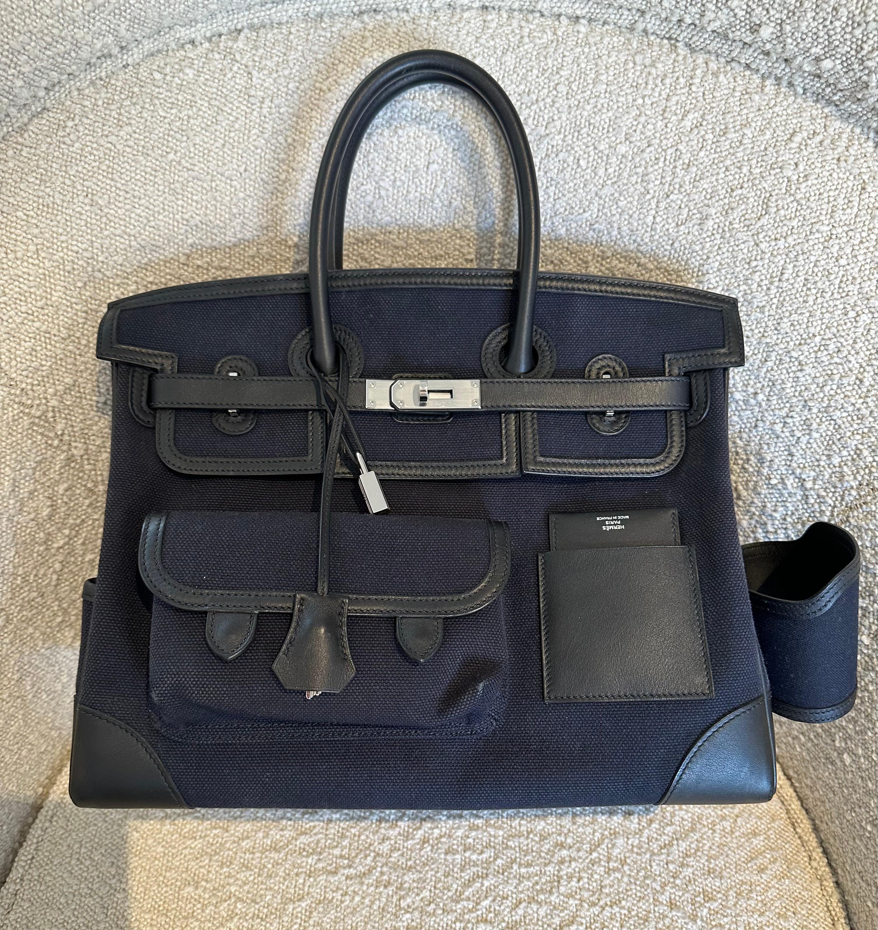Hermes Birkin Cargo bag 25 Blue egee/Navy Canvas/Swift leather Silver  hardware