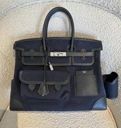 Hermès Birkin 35 Cargo Black and Blue Marine Swift and Canvas