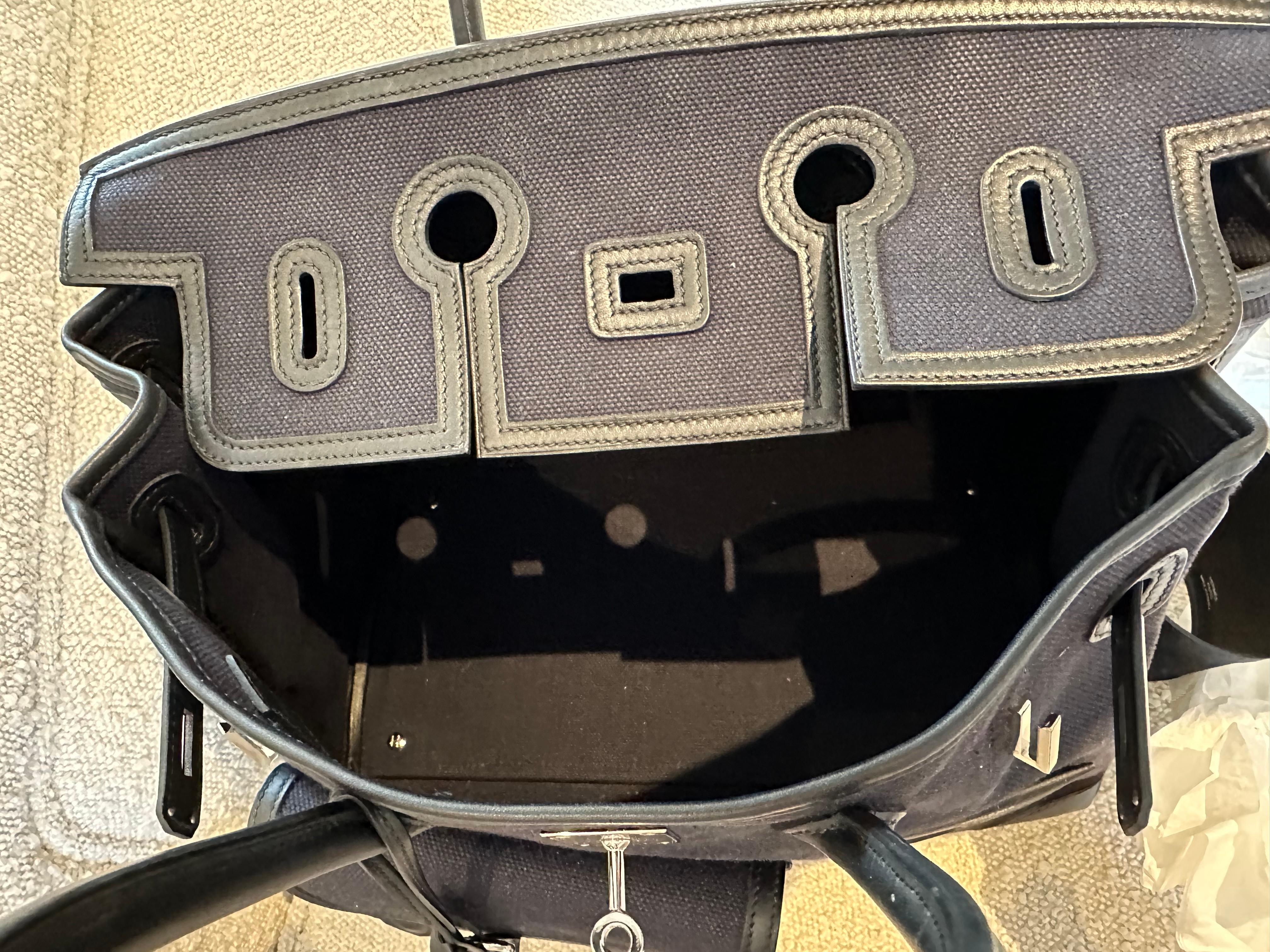 Women's or Men's Hermès Birkin 35 Cargo Black and Blue Marine Swift and Canvas
