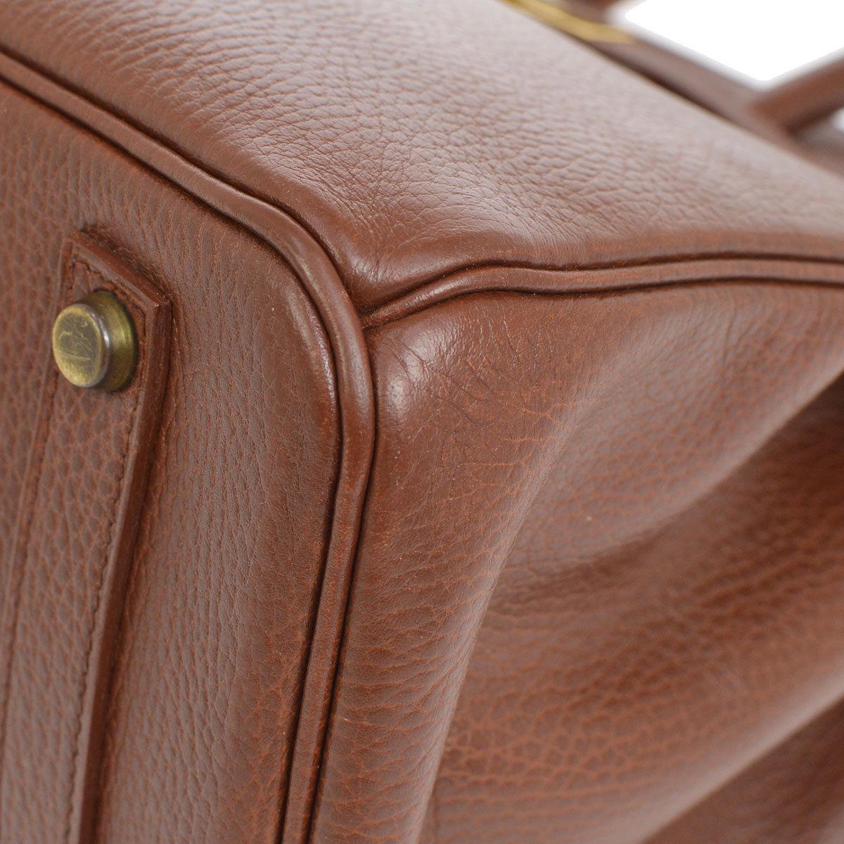 Women's Hermes Birkin 35 Chocolate Leather Gold Travel Carryall Top Handle Satchel Tote