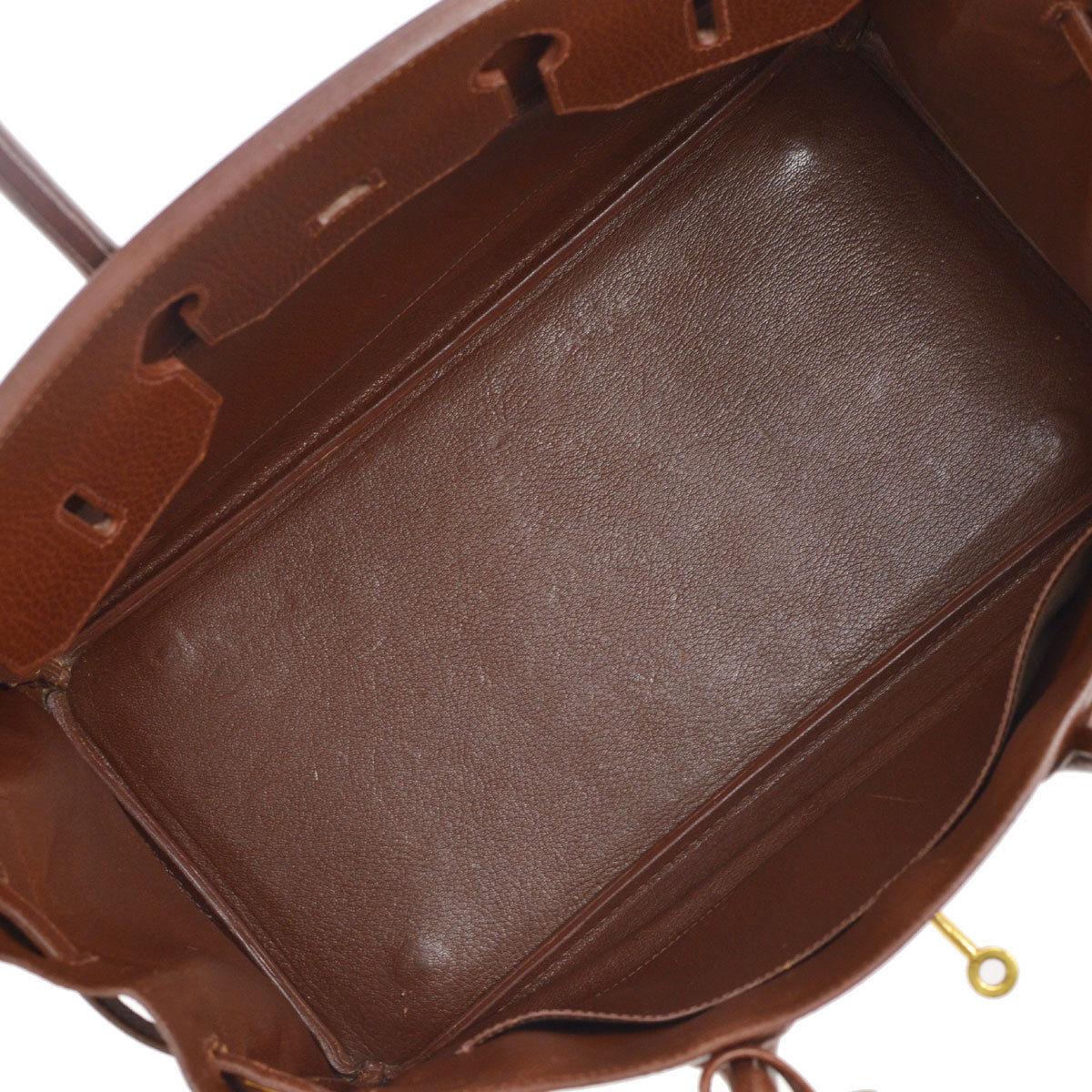 Hermes Birkin 35 Chocolate Leather Gold Travel Carryall Top Handle Satchel Tote 1