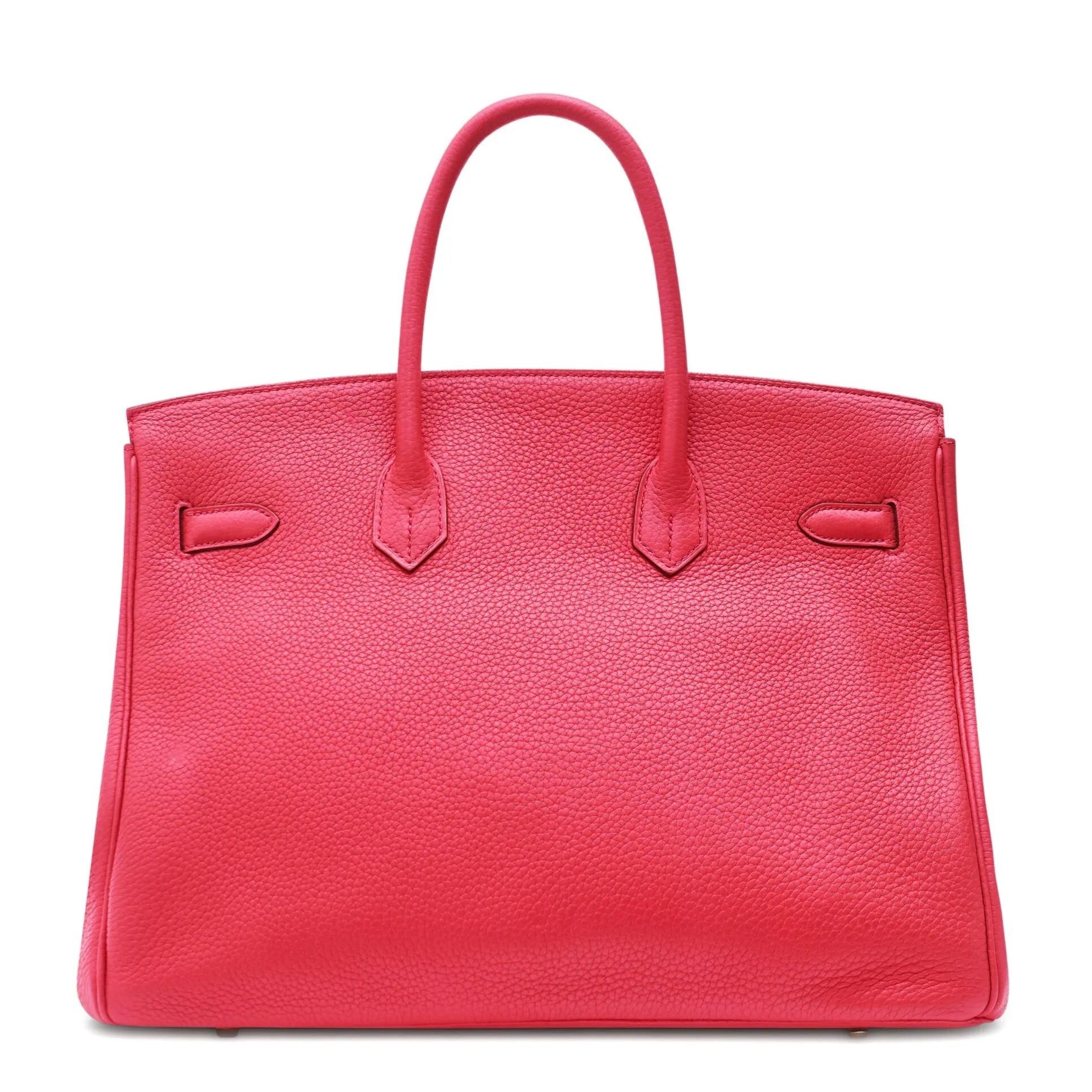 Rosso Hermès Birkin 35 Clemence Bougainvillea GHW in vendita