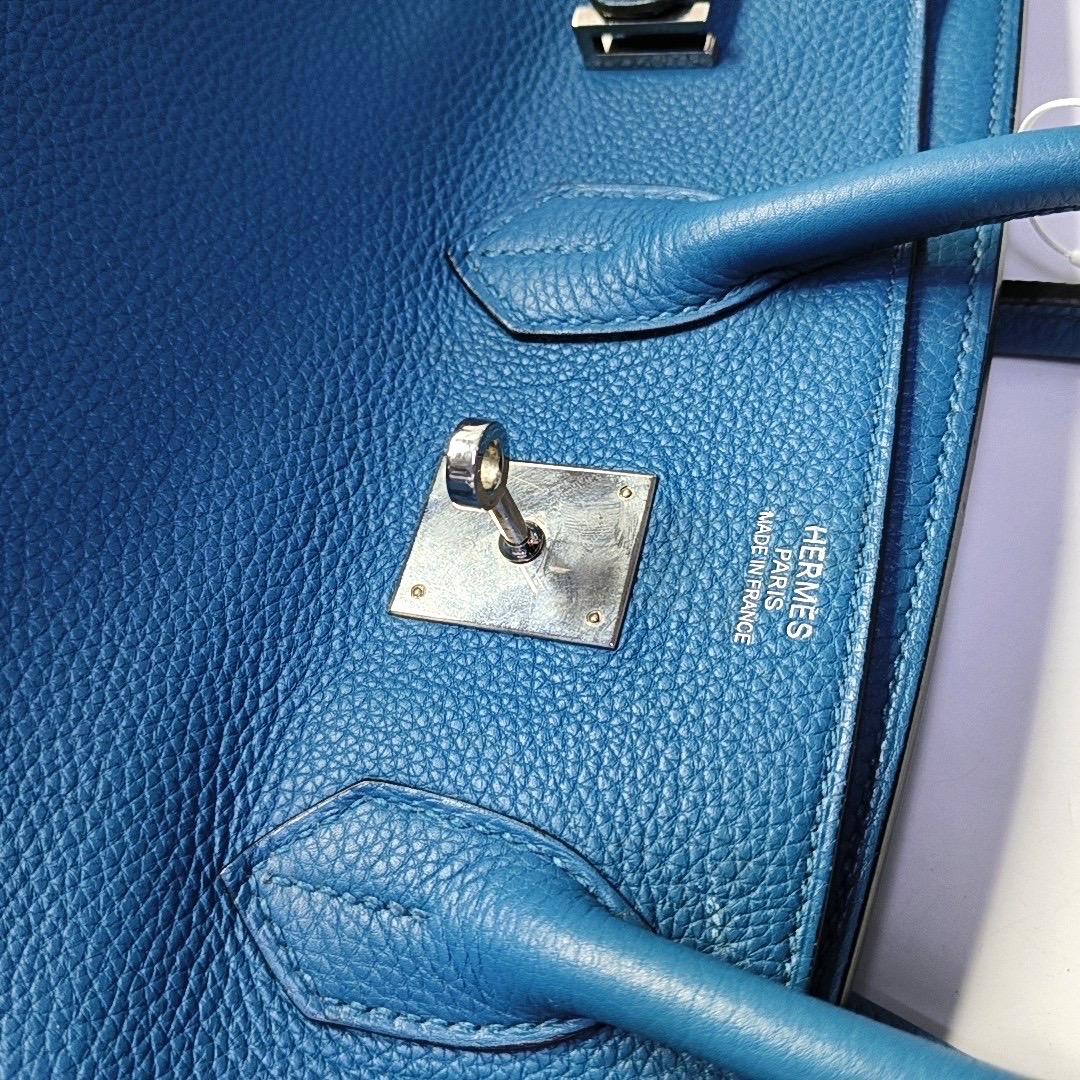 Hermes Birkin 35 Clemence Leather 7W Bleu Izmir Palladium Hardware 2012 5