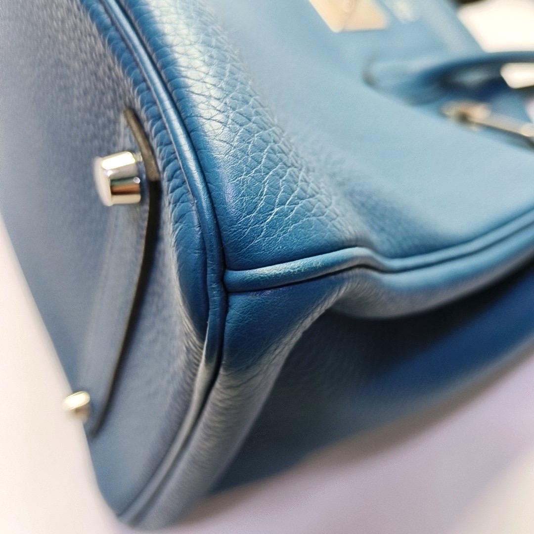Hermes Birkin 35 Clemence Leather 7W Bleu Izmir Palladium Hardware 2012 4