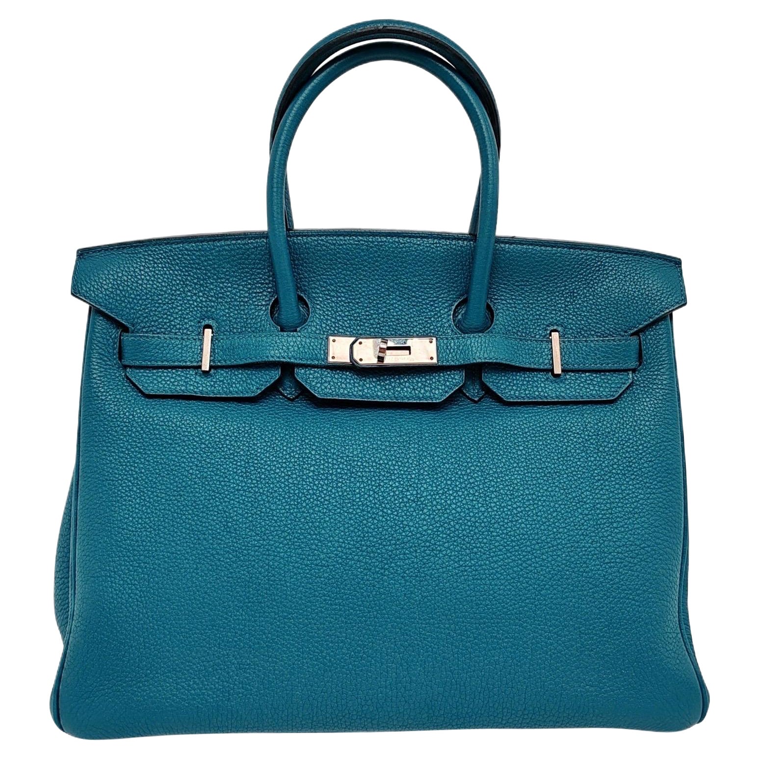 Hermes Birkin 35 Clemence Leather 7W Bleu Izmir Palladium Hardware 2012