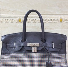 Hermès Birkin 35 Clemence Leather and Houndstooth Canvas