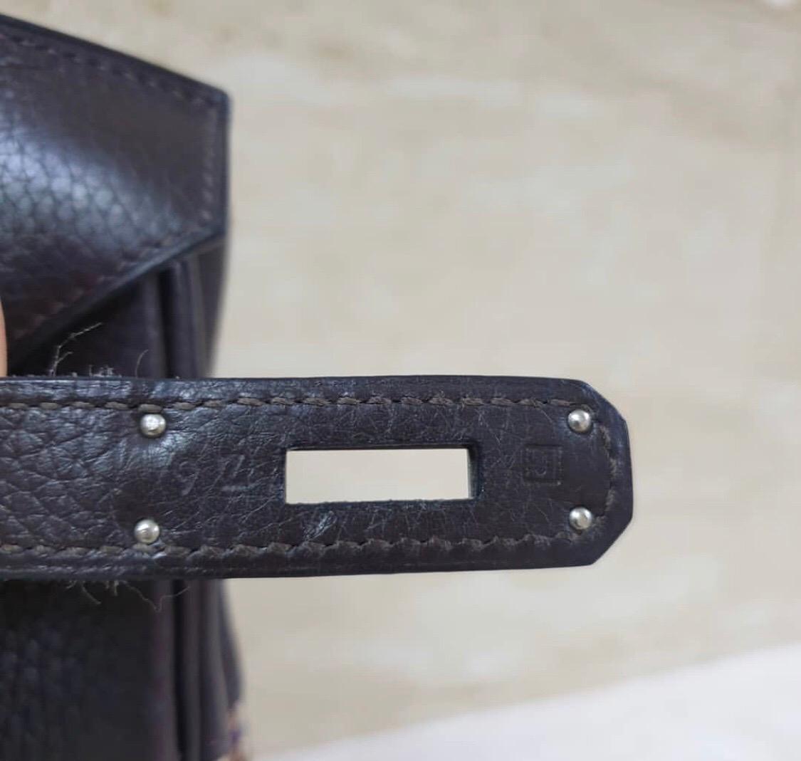 Hermès Birkin 35 Clemence Leder und Hahnentritt-Leinwand 3