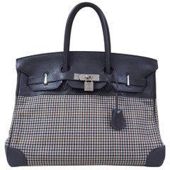 Hermès Birkin 35 Clemence Leather and Houndstooth Canvas