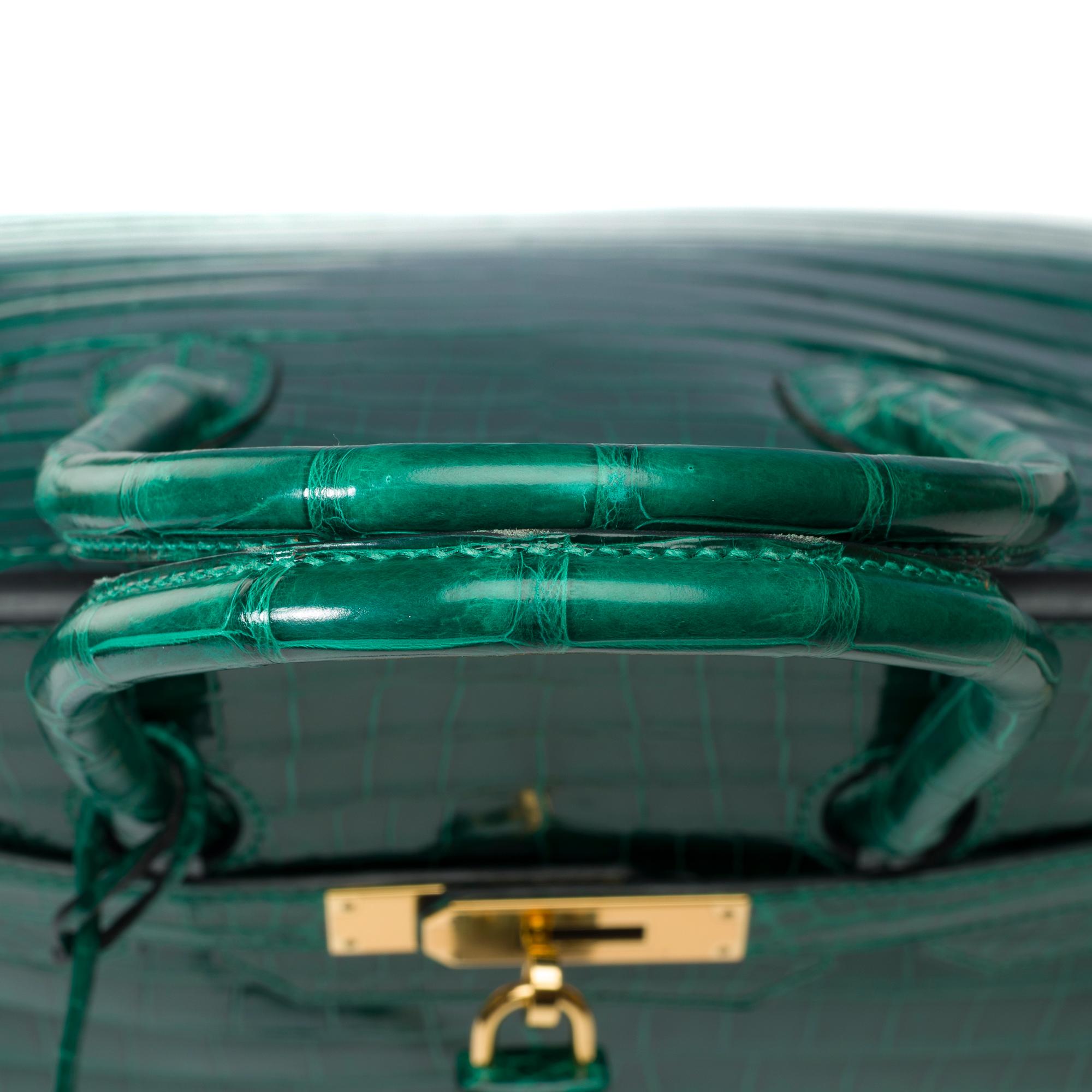 Hermès Birkin 35 cm handbag in emerald green Crocodile, GHW 5