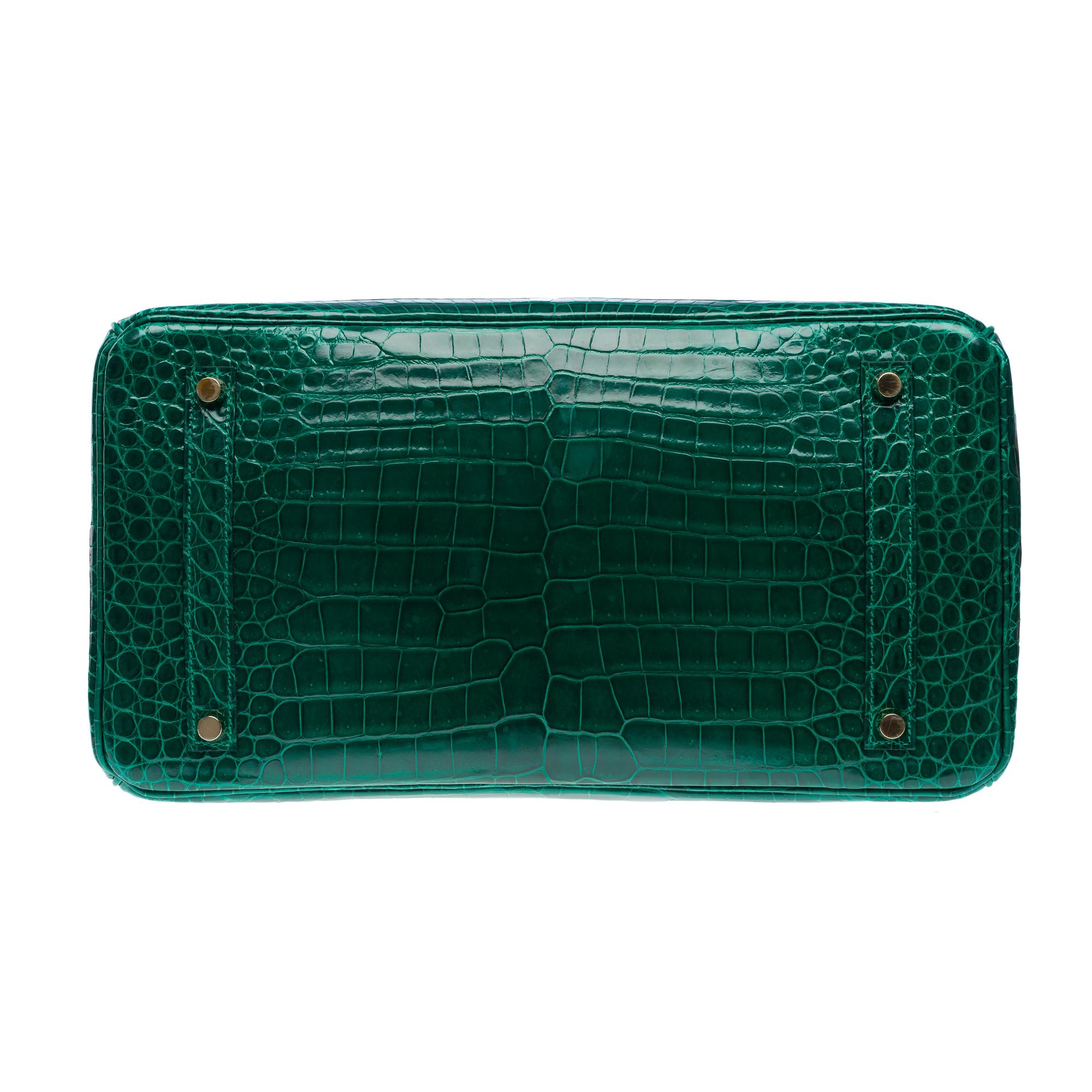 Hermès Birkin 35 cm handbag in emerald green Crocodile, GHW 6