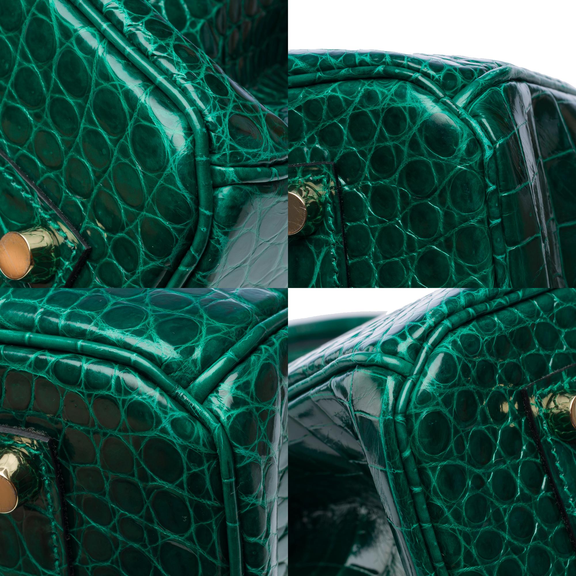 Hermès Birkin 35 cm handbag in emerald green Crocodile, GHW 7