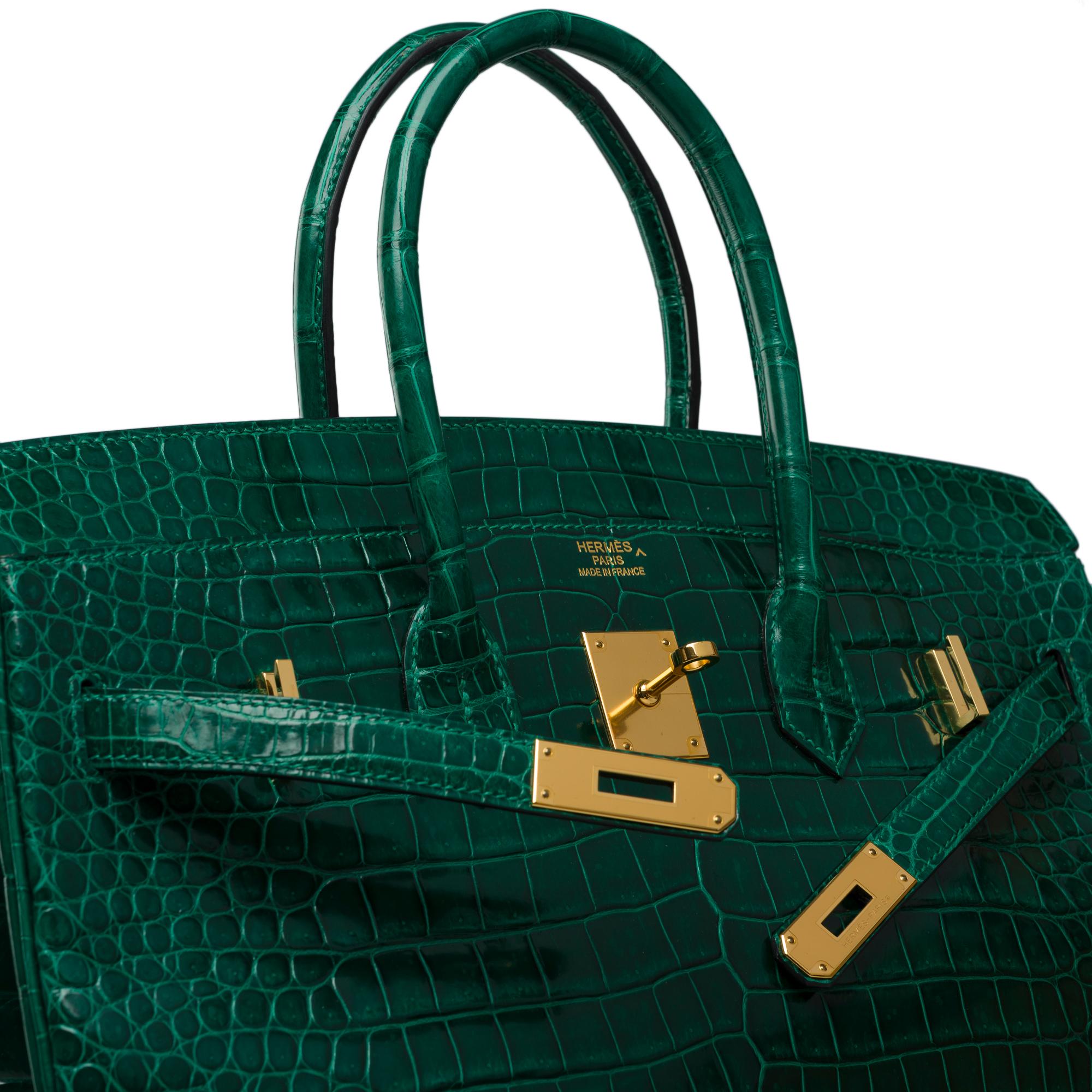Hermès Birkin 35 cm handbag in emerald green Crocodile, GHW 2