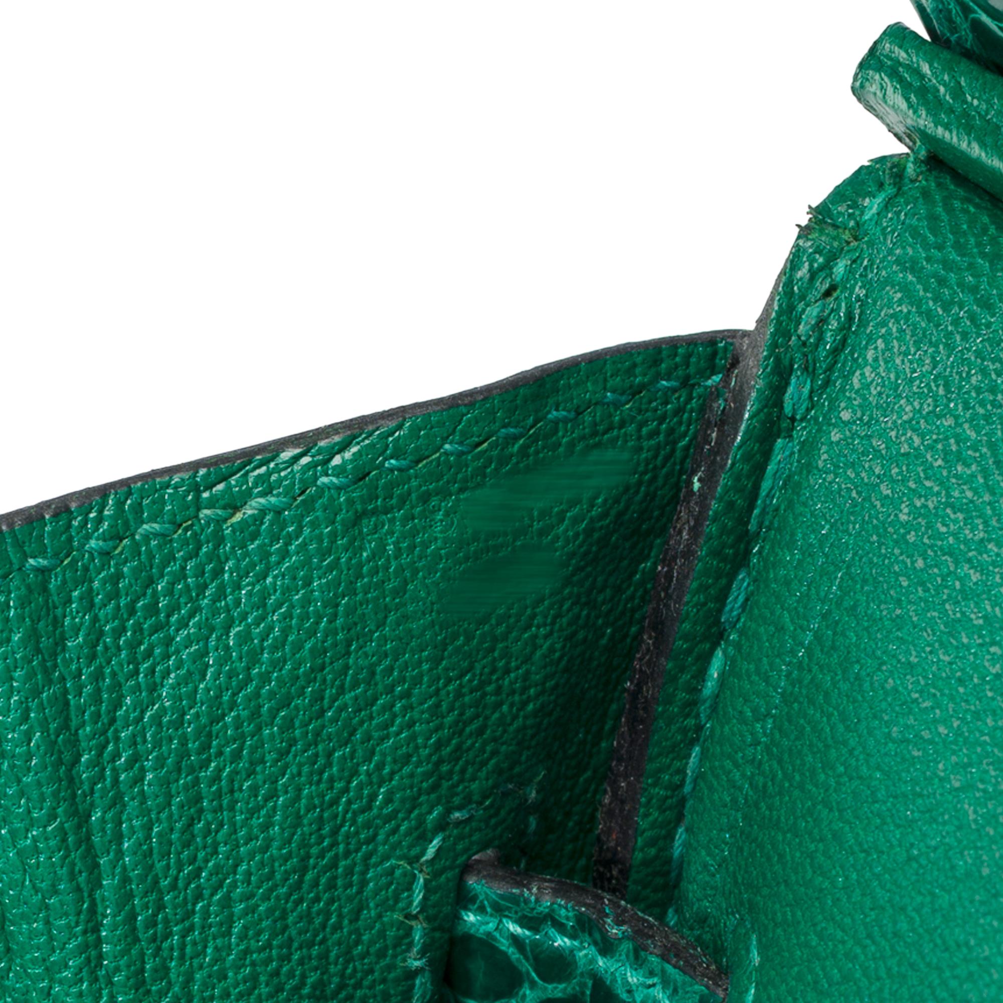 Hermès Birkin 35 cm handbag in emerald green Crocodile, GHW 3