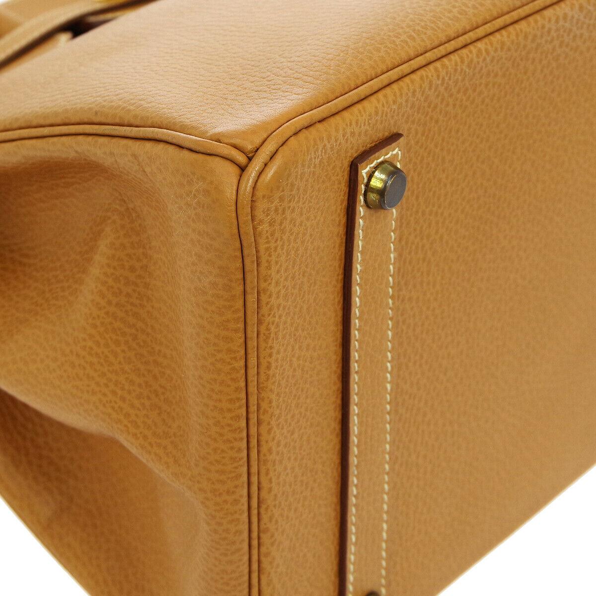 Hermes Birkin 35 Cognac Leather Gold Top Carryall Handle Satchel Travel Tote Bag 1