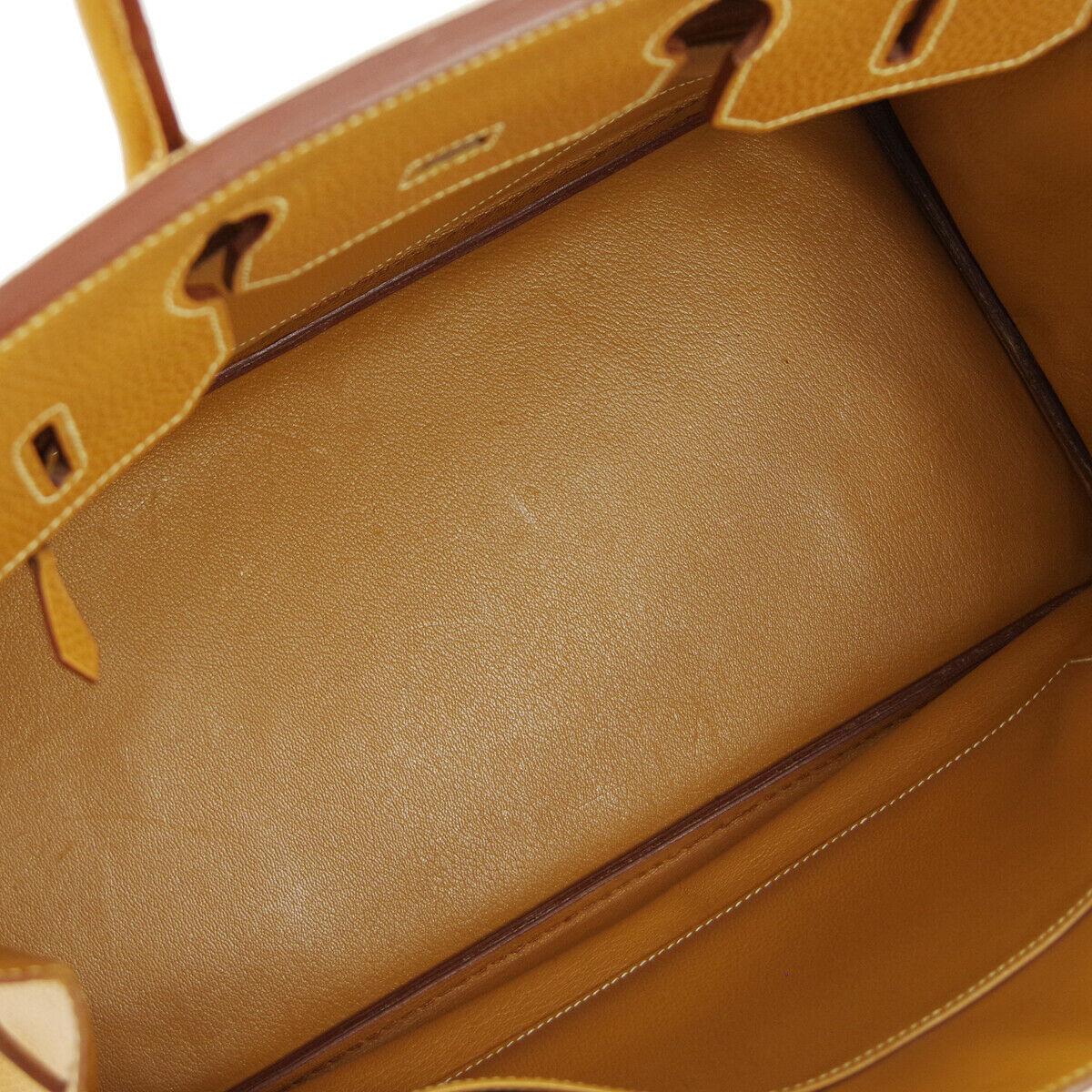 Hermes Birkin 35 Cognac Leather Gold Top Carryall Handle Satchel Travel Tote Bag 2