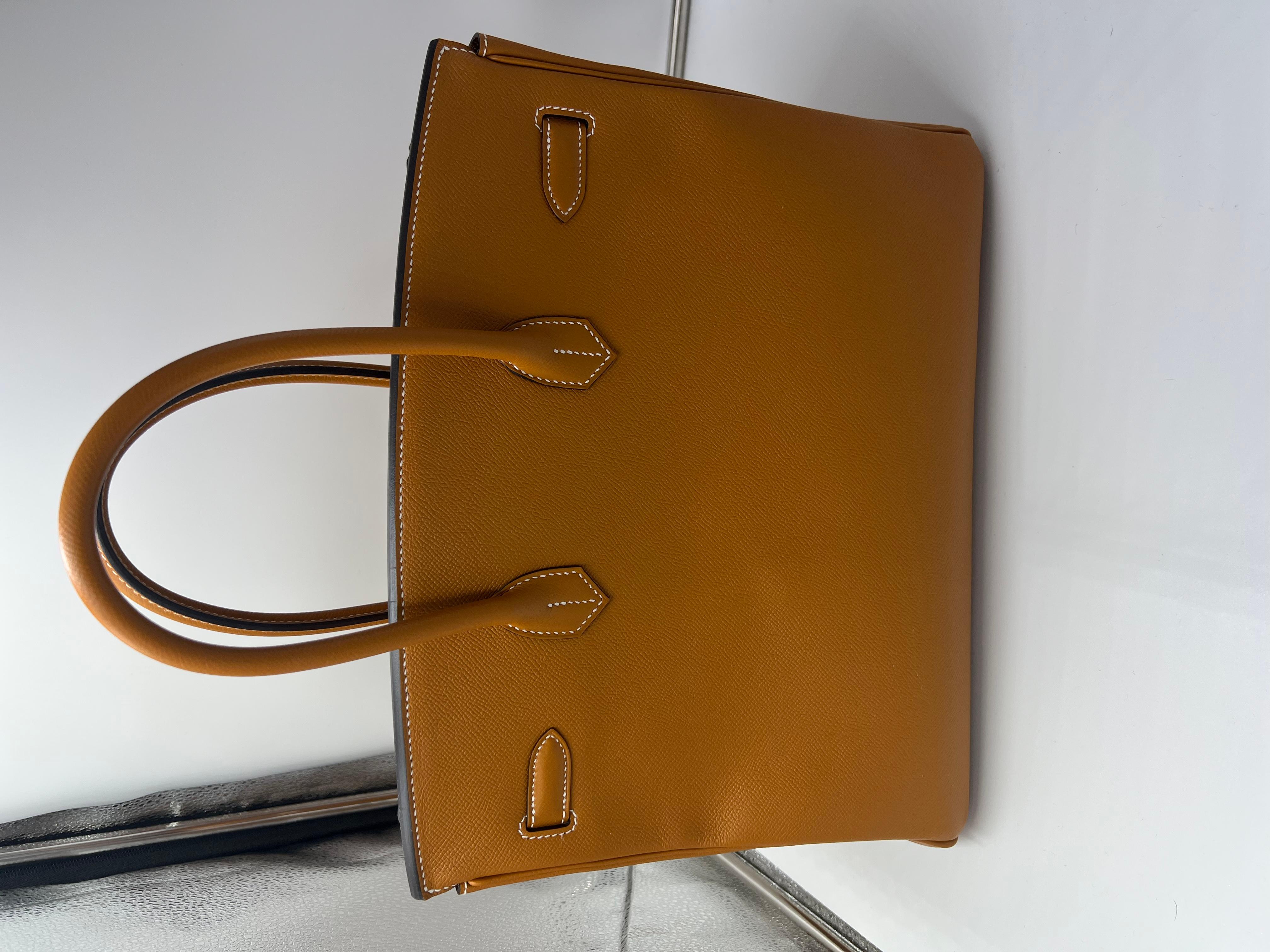 Hermes Birkin 35 brown epsom phw bag In Excellent Condition For Sale In London, England