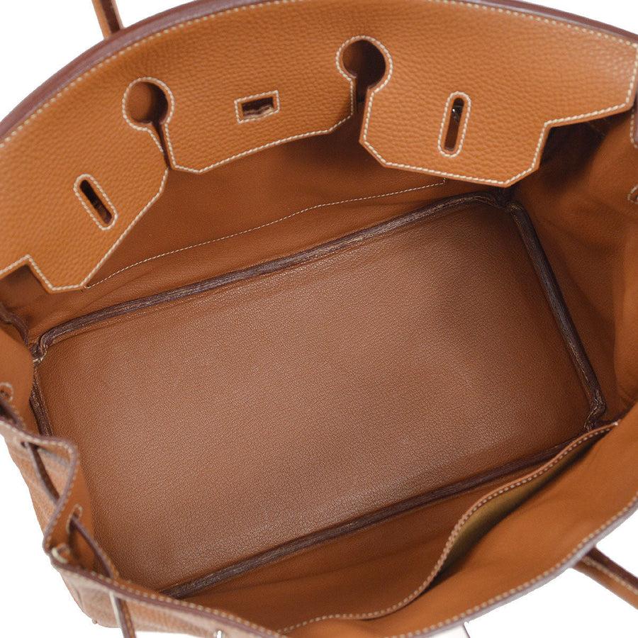HERMES Birkin 35 Cognac Tan Togo Leather Palladium Hardware Top Handle Tote Bag 2