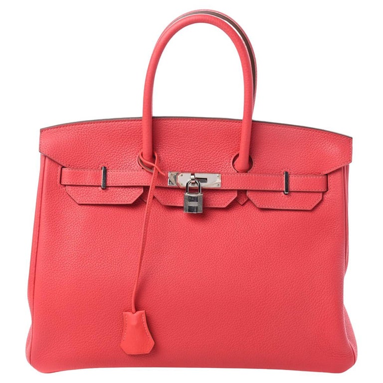 HERMES Birkin 35 Red Multi Color Vibrato Leather Gold Top Handle Tote Bag  For Sale at 1stDibs