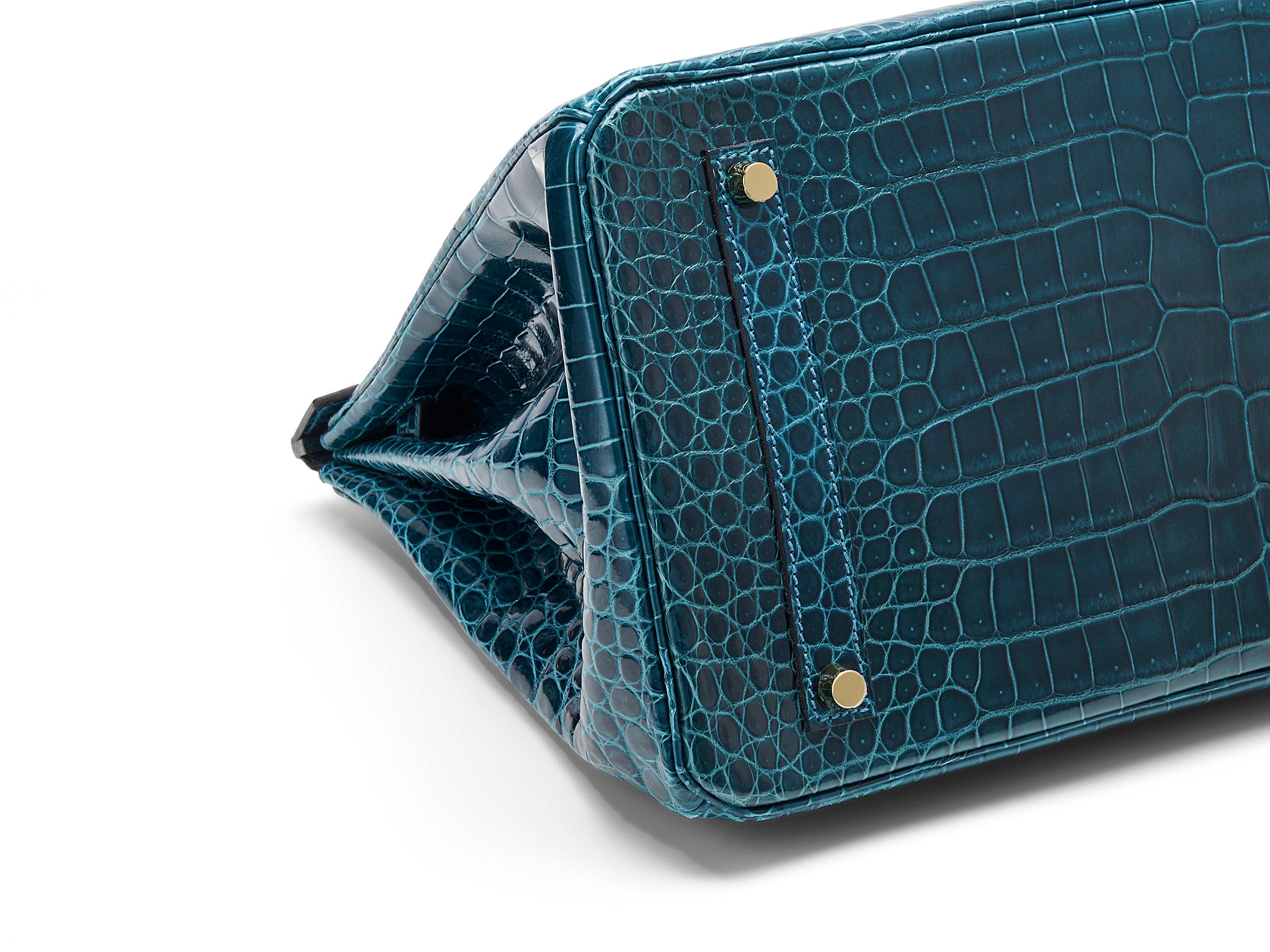 da uomo o donna Hermès Birkin 35 Coccodrillo Porosus Lisse Colvert Hardware Oro in vendita