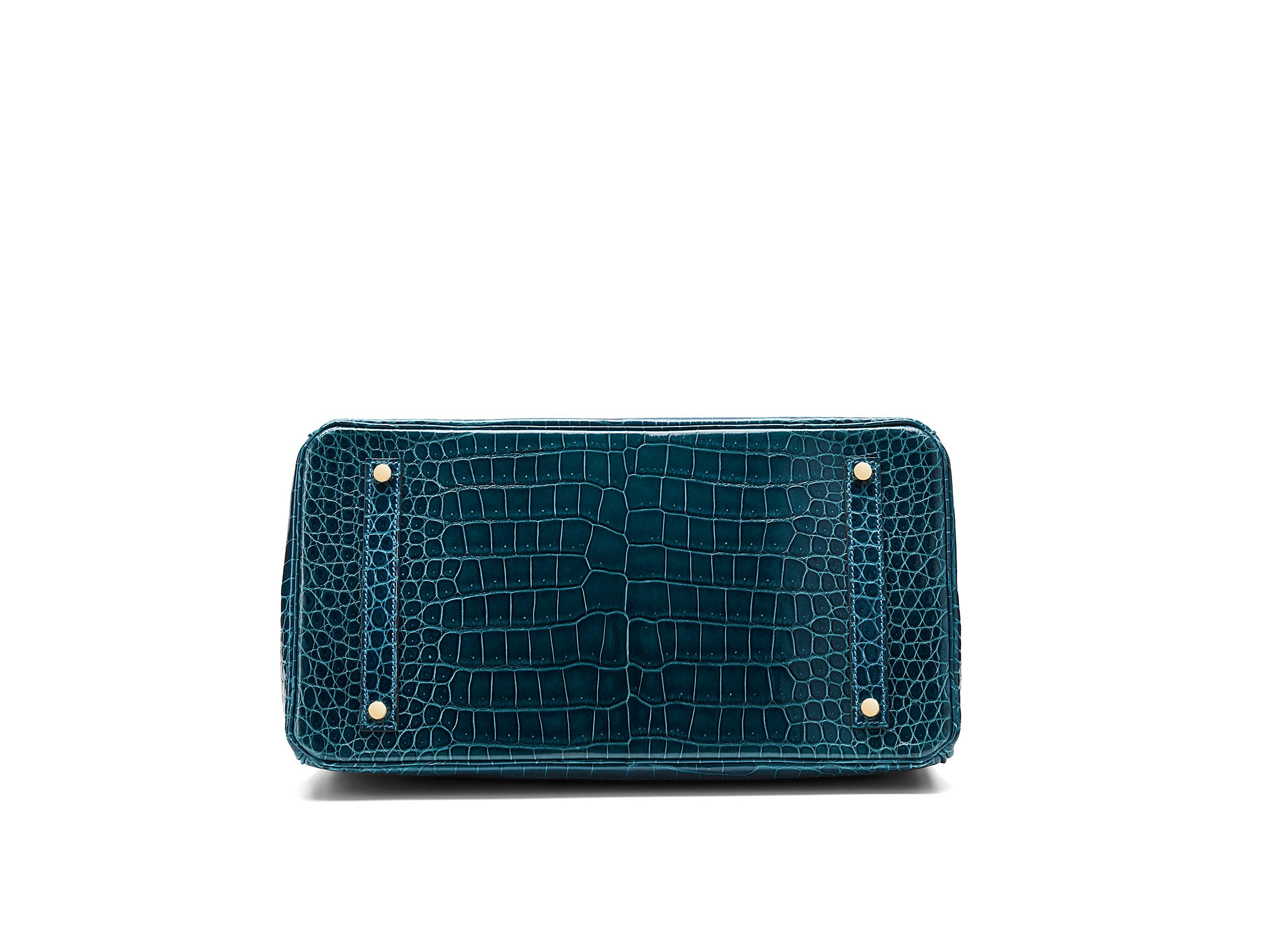 Hermès Birkin 35 Coccodrillo Porosus Lisse Colvert Hardware Oro in vendita 1
