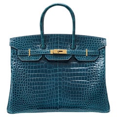 Hermès Birkin 35 Krokodil Porosus Lisse Colvert Gold Hardware