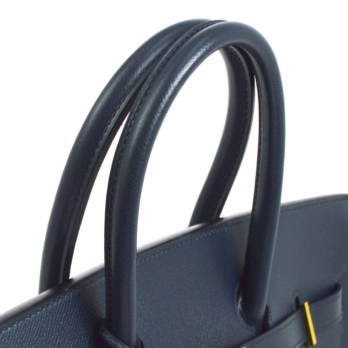 Hermes Birkin 35 Dark Navy Blue Leather Silver Gold Carryall Travel Top Handle Satchel Tote

Leather
Gold tone hardware
Leather lining
Date code present
Made in France
Handle drop 4.25