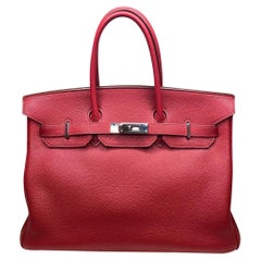 Hermès birkin 35 Deep Red silver hardware bag