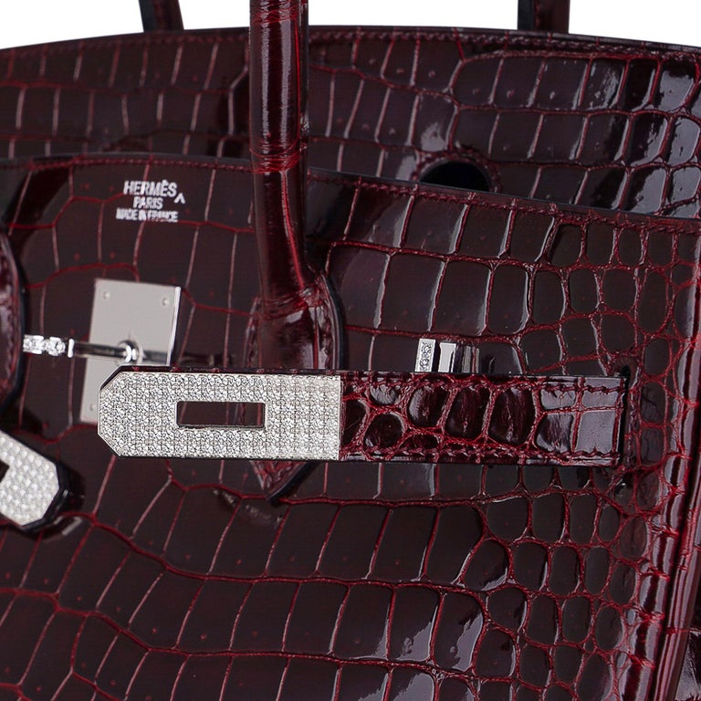 Hermes Birkin HSS 35 Bag Bordeaux Porosus Crocodile Gold Hardware