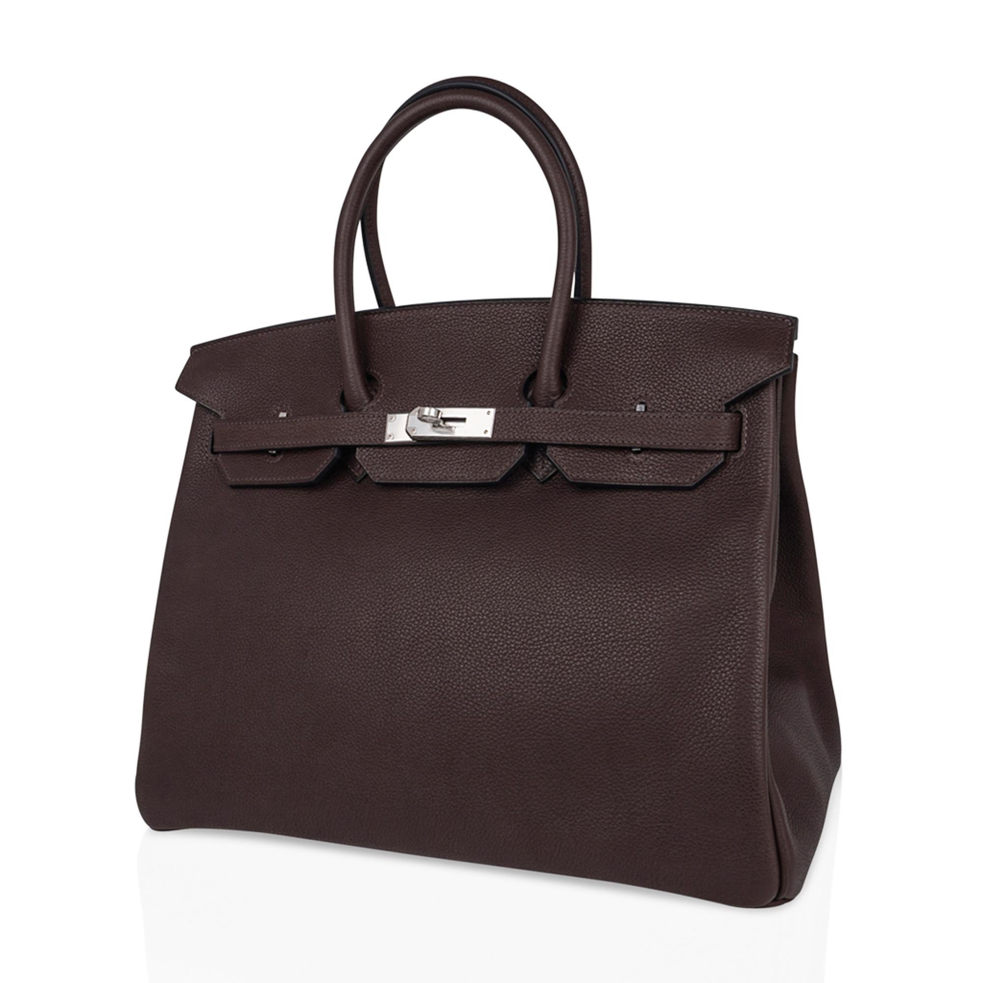 Hermes Birkin 35 Ebene Barenia Faubourg Bag Palladium Hardware Limited Edition In New Condition For Sale In Miami, FL