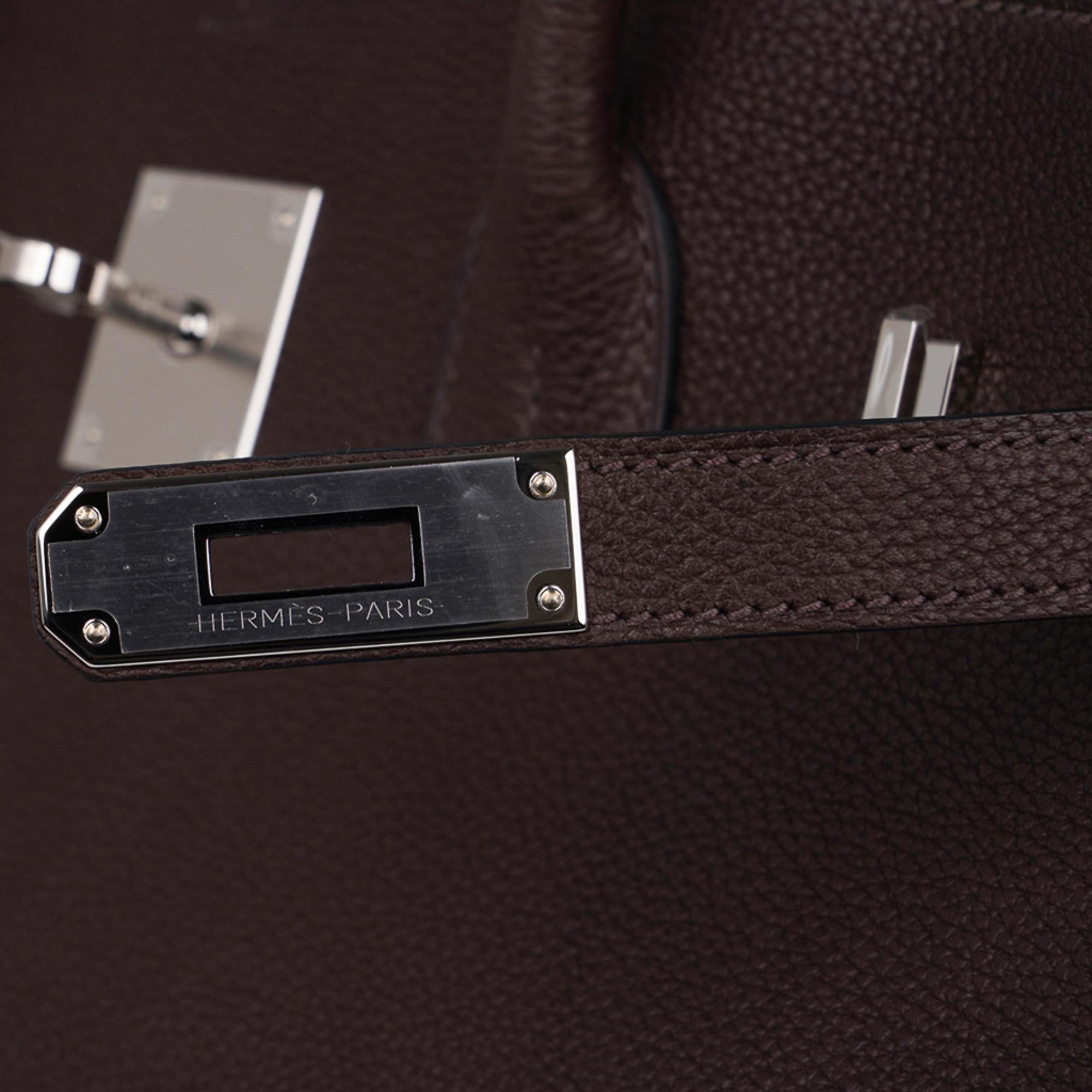 Women's Hermes Birkin 35 Ebene Barenia Faubourg Bag Palladium Hardware Limited Edition For Sale