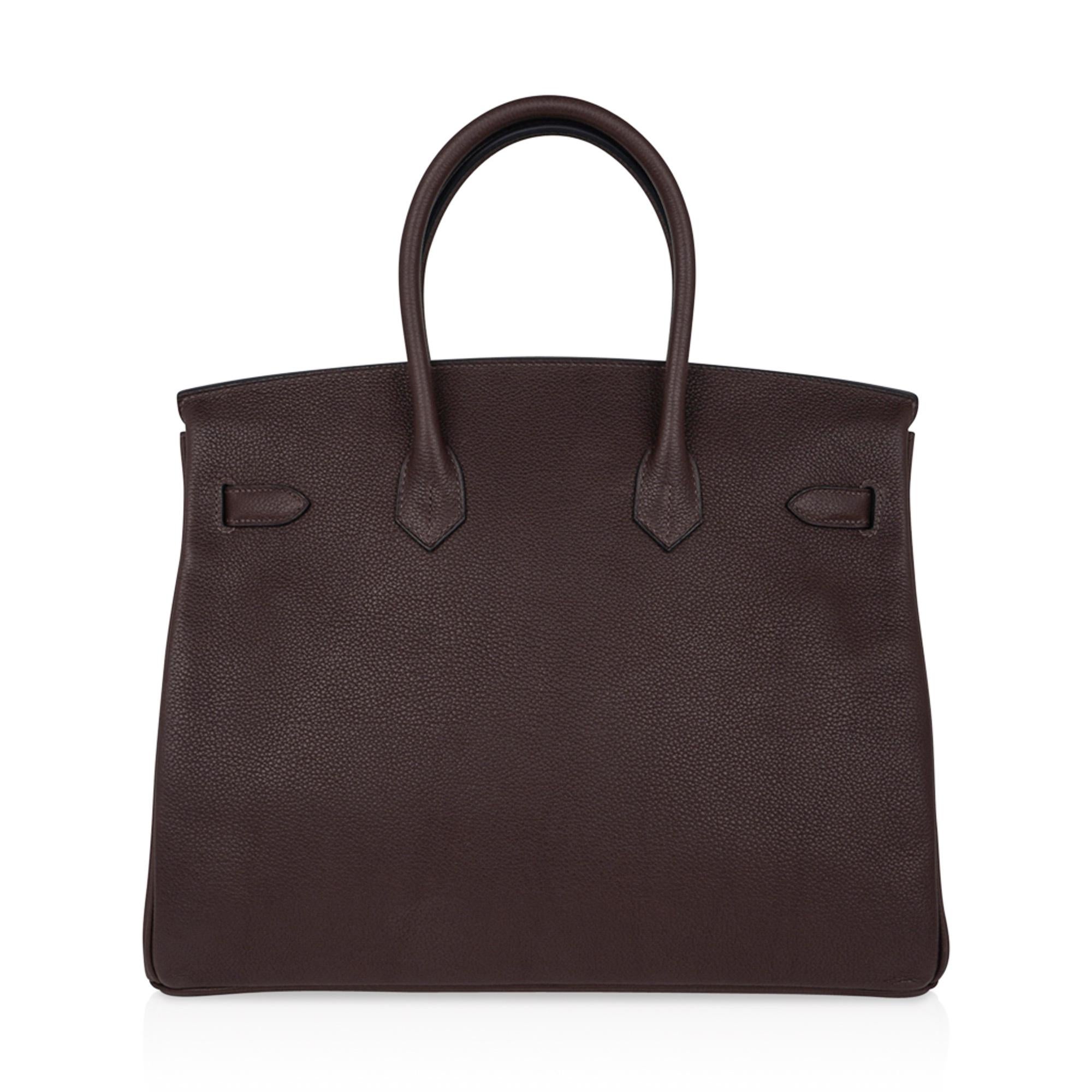 Hermes Birkin 35 Ebene Barenia Faubourg Bag Palladium Hardware Limited Edition For Sale 1