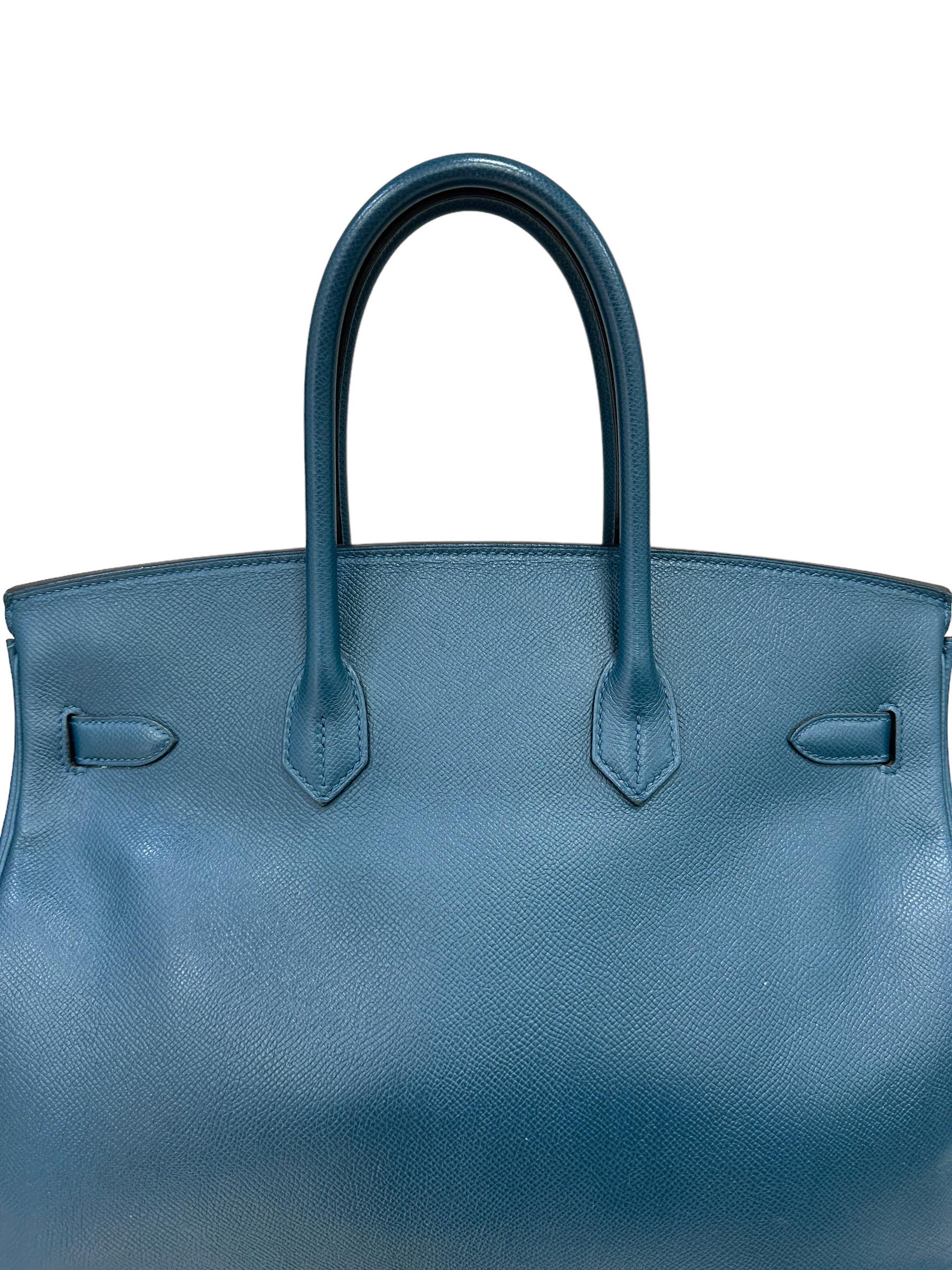 Hermès Birkin 35 Epsom Bleu De Galice  en vente 6