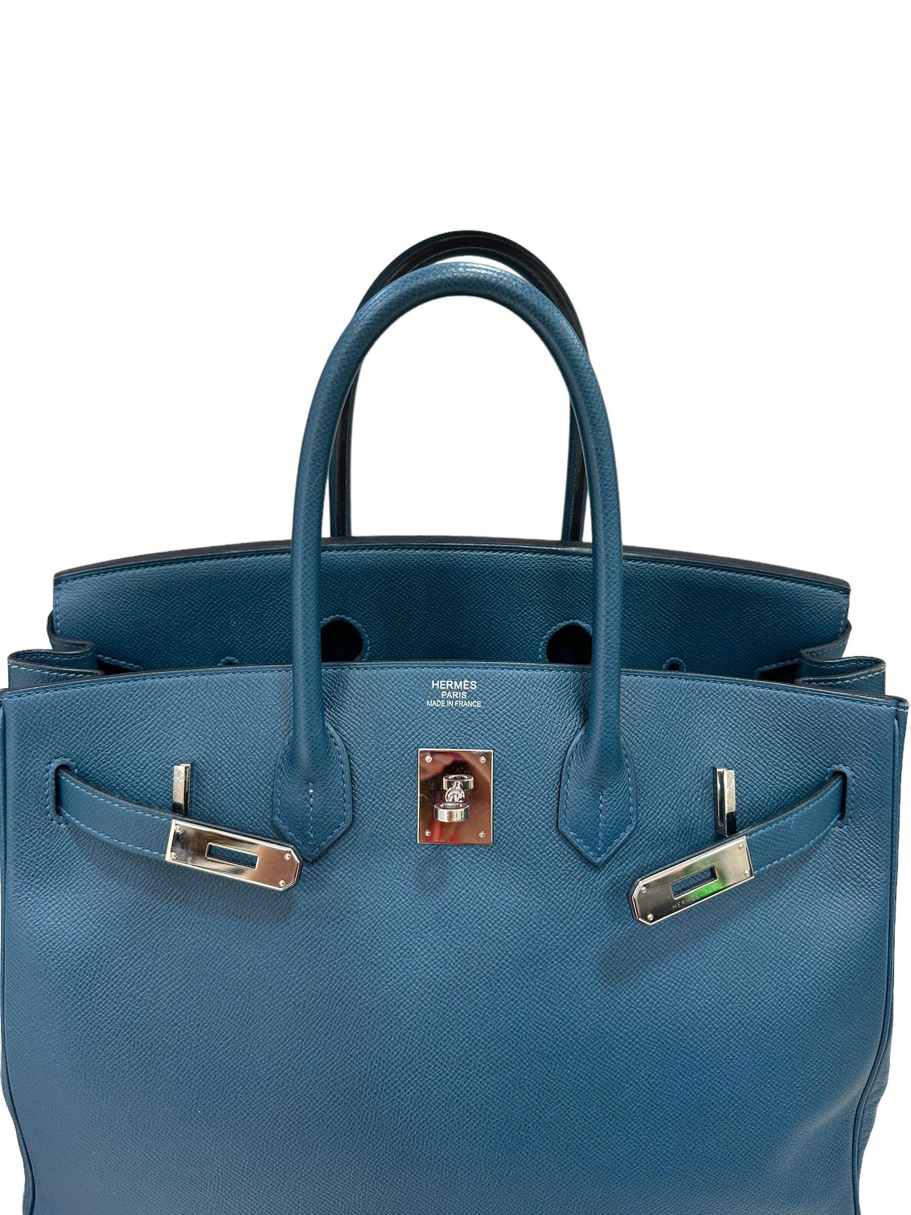 Hermès Birkin 35 Epsom Bleu De Galice  en vente 12