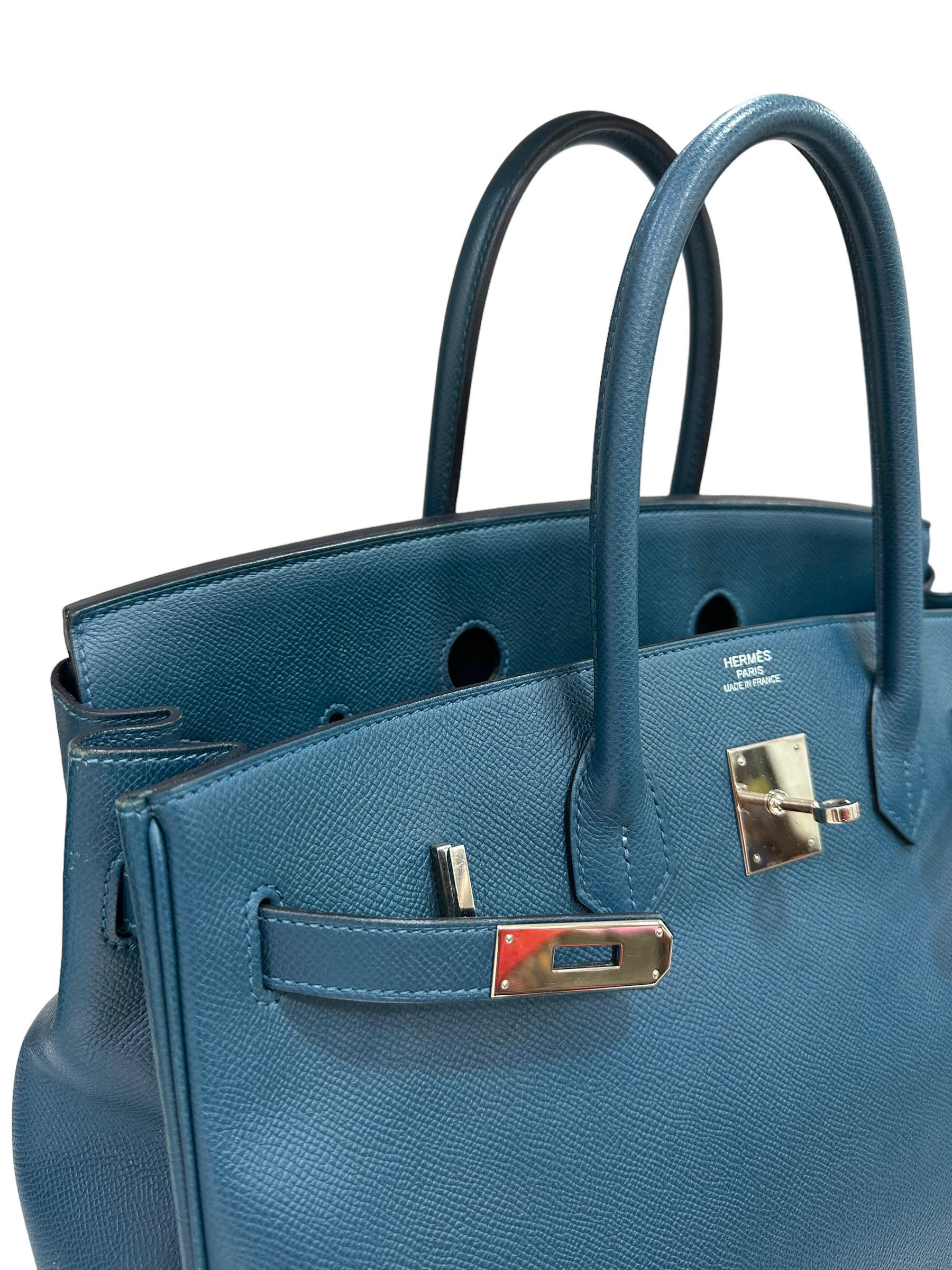 Hermès Birkin 35 Epsom Bleu De Galice  en vente 13