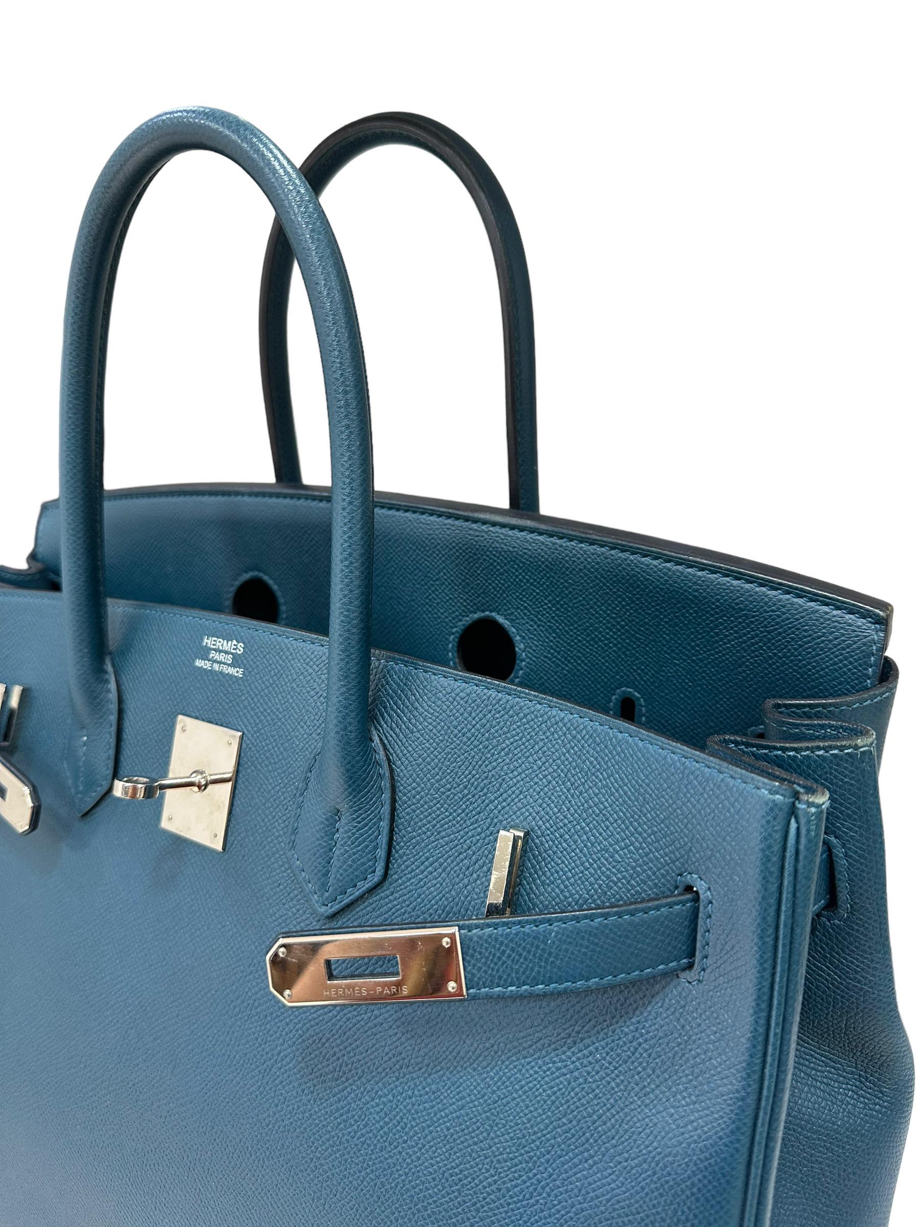 Hermès Birkin 35 Epsom Bleu De Galice  en vente 14