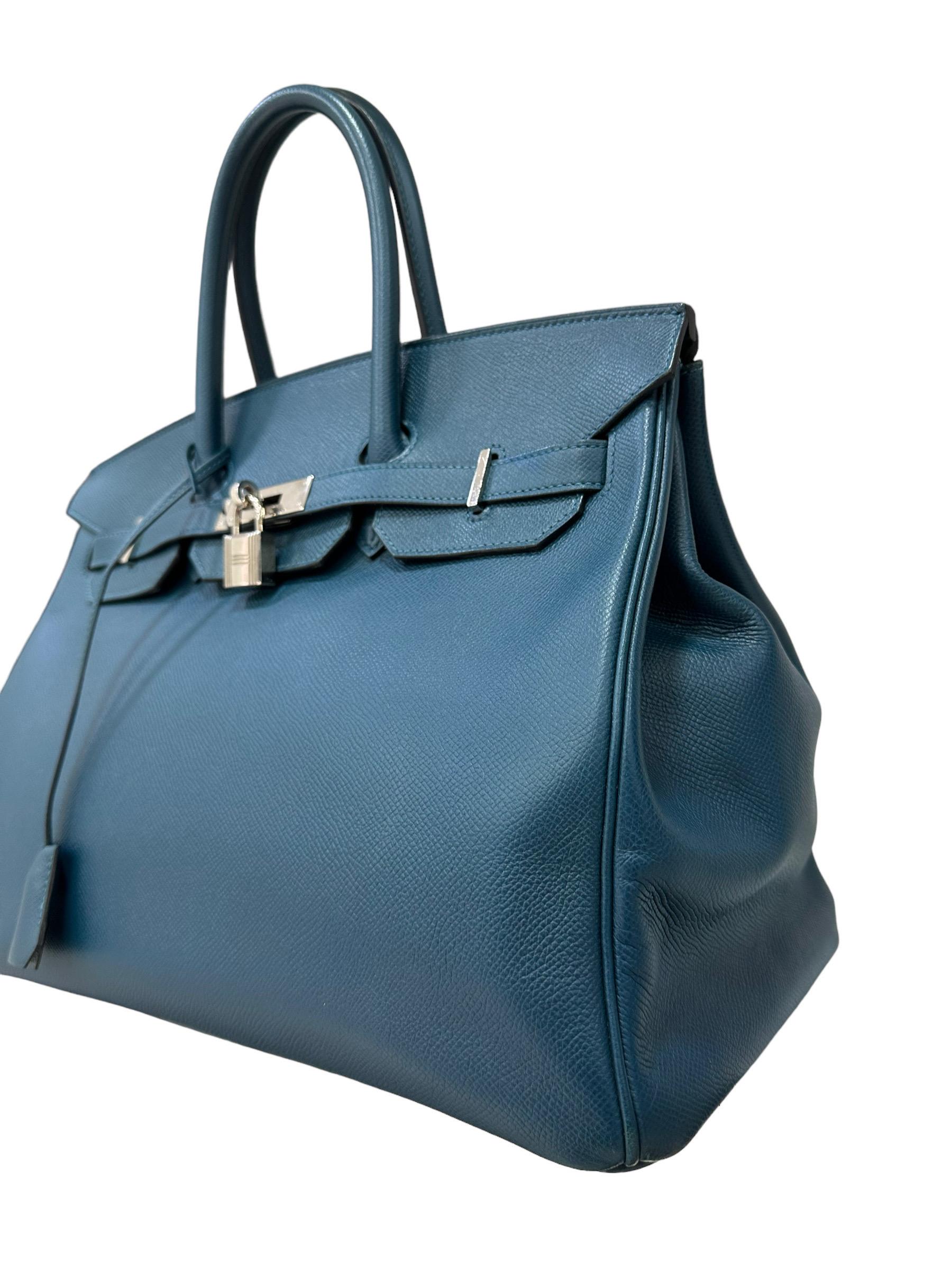 Hermès Birkin 35 Epsom Bleu De Galice  en vente 2