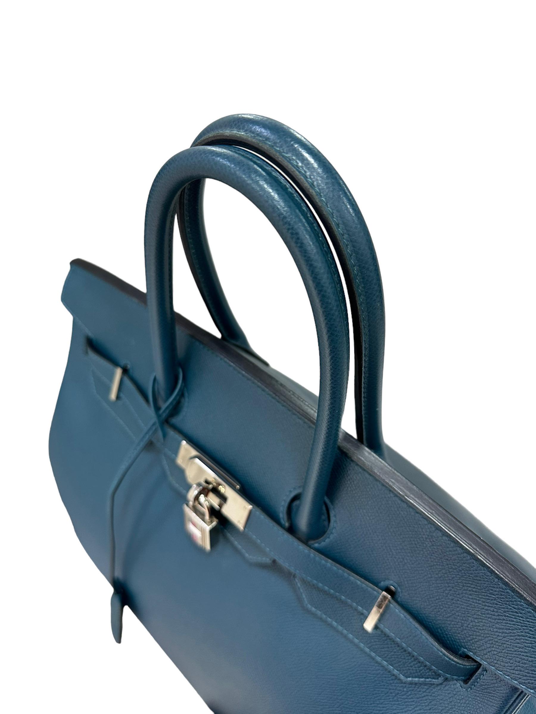 Hermès Birkin 35 Epsom Bleu De Galice  en vente 4