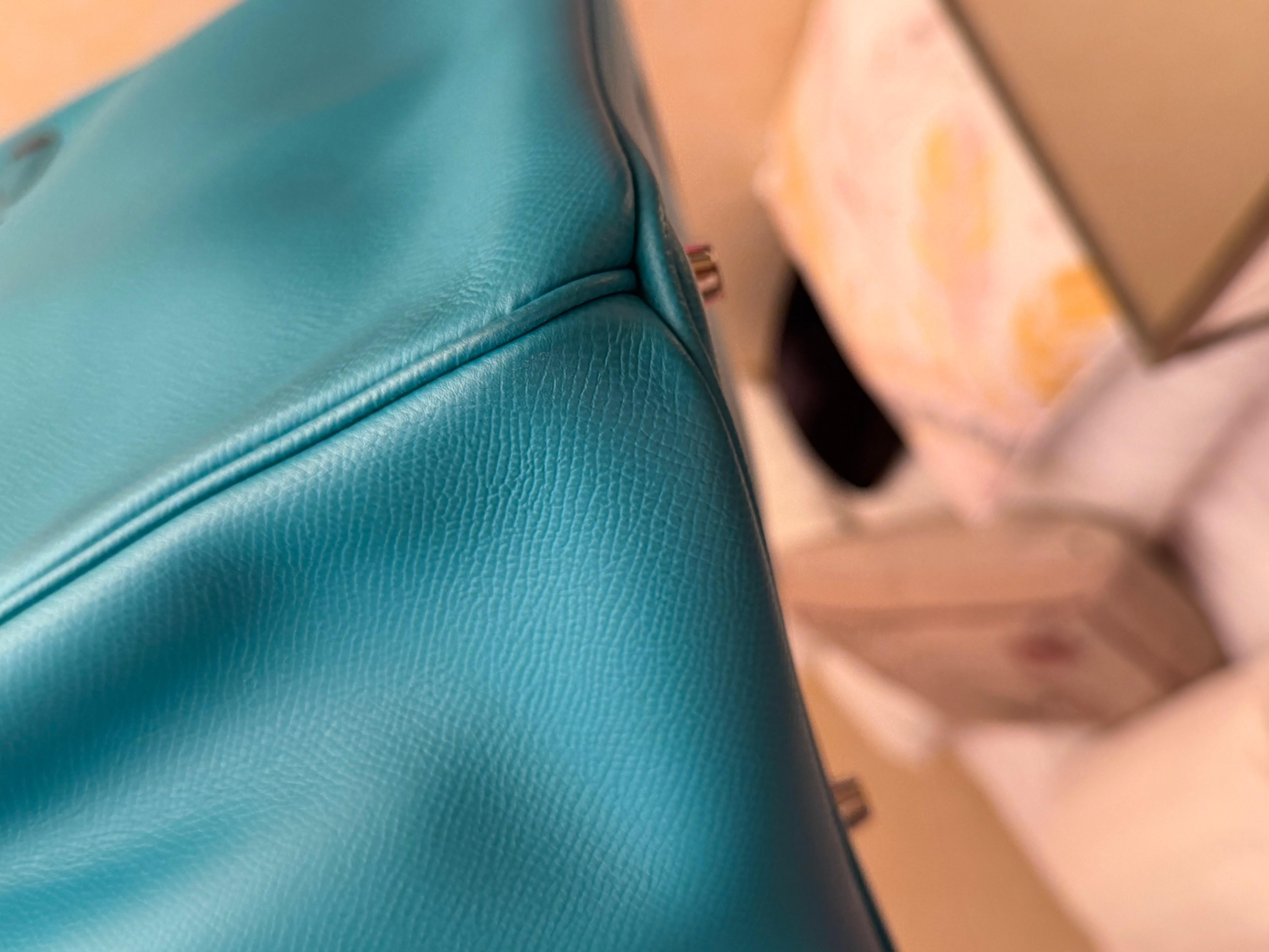 Sac Hermes Birkin 35 Epsom Bleu Paon PHW en vente 7