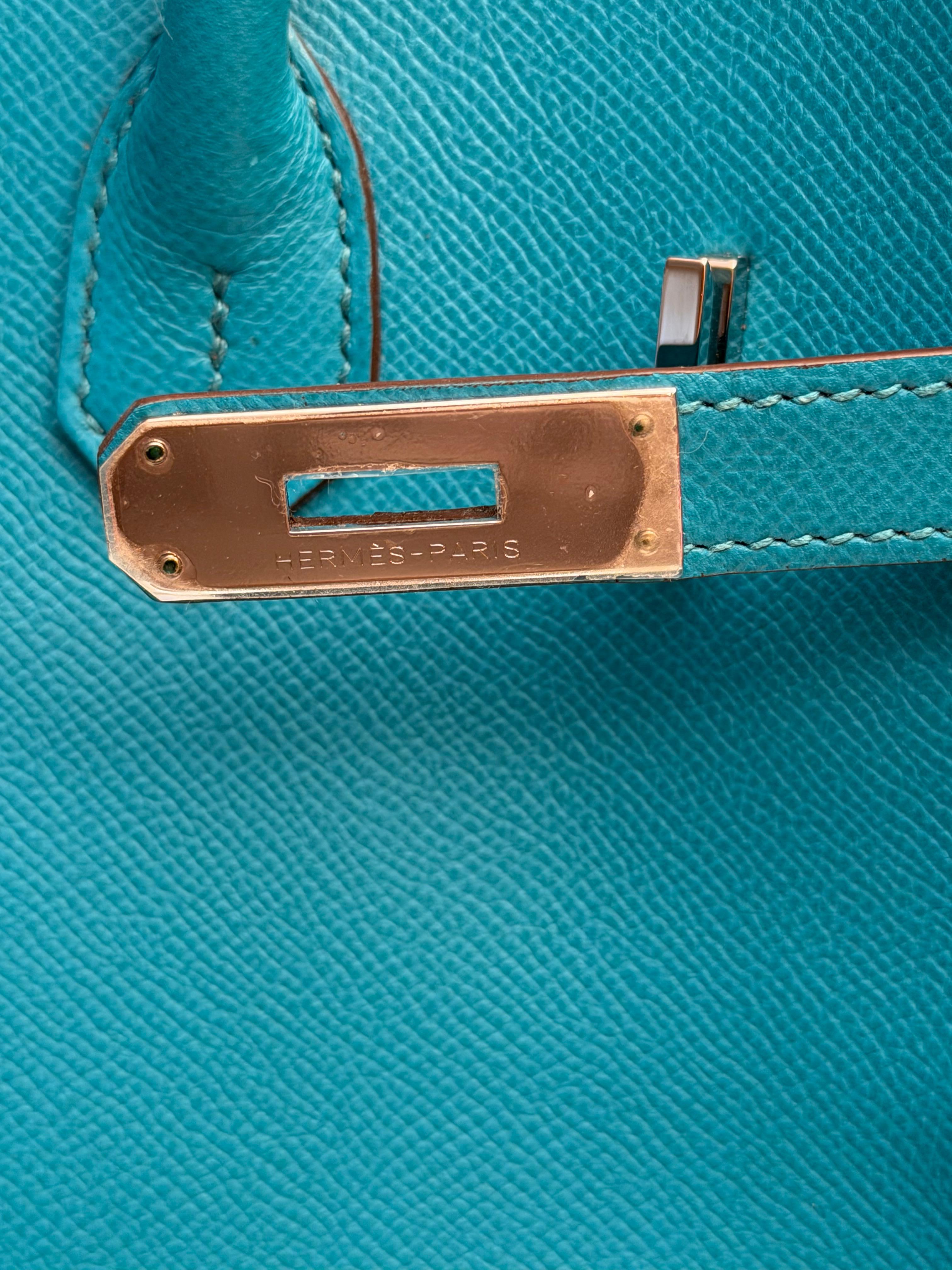 Sac Hermes Birkin 35 Epsom Bleu Paon PHW Unisexe en vente