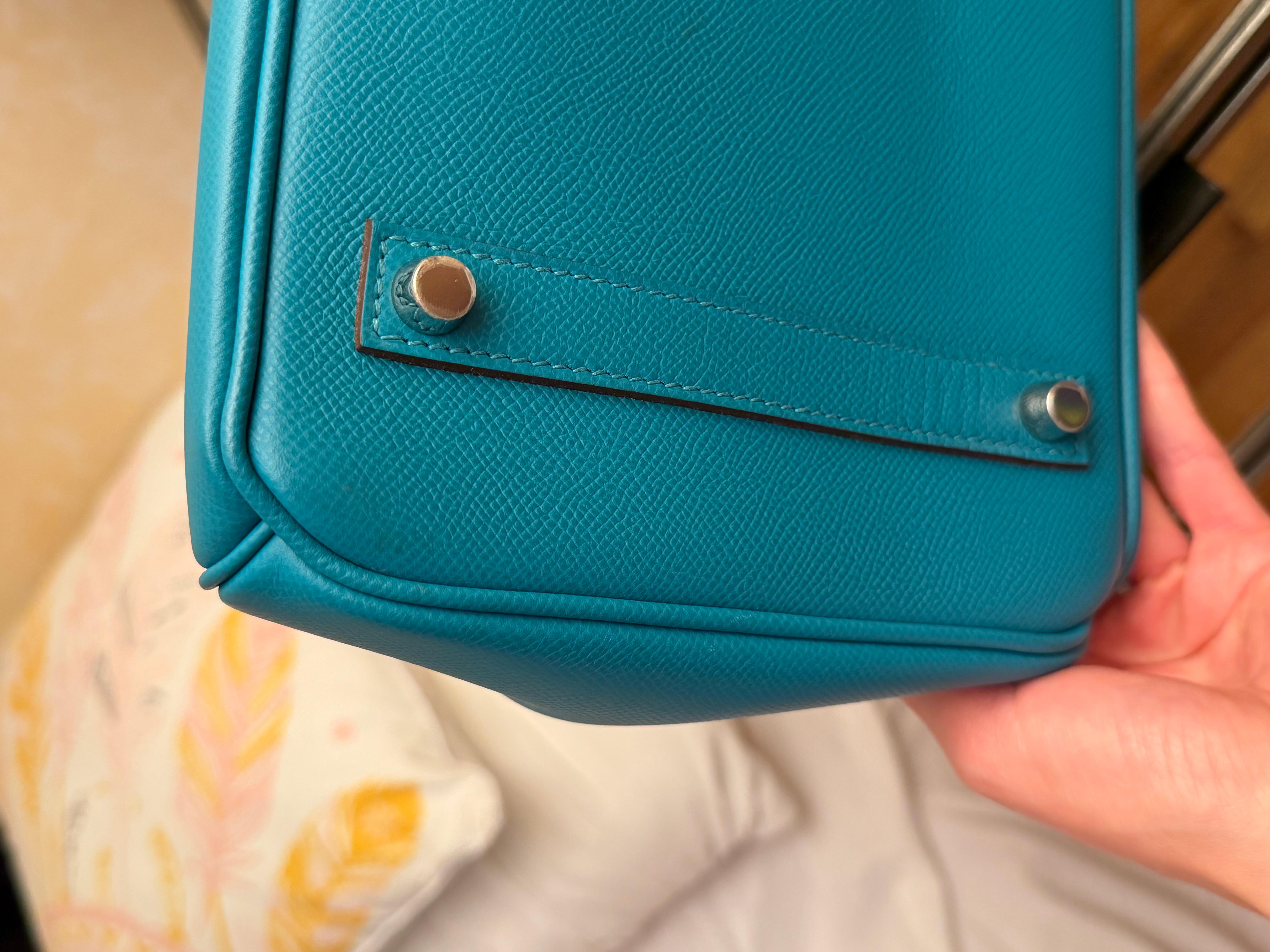 Sac Hermes Birkin 35 Epsom Bleu Paon PHW en vente 2