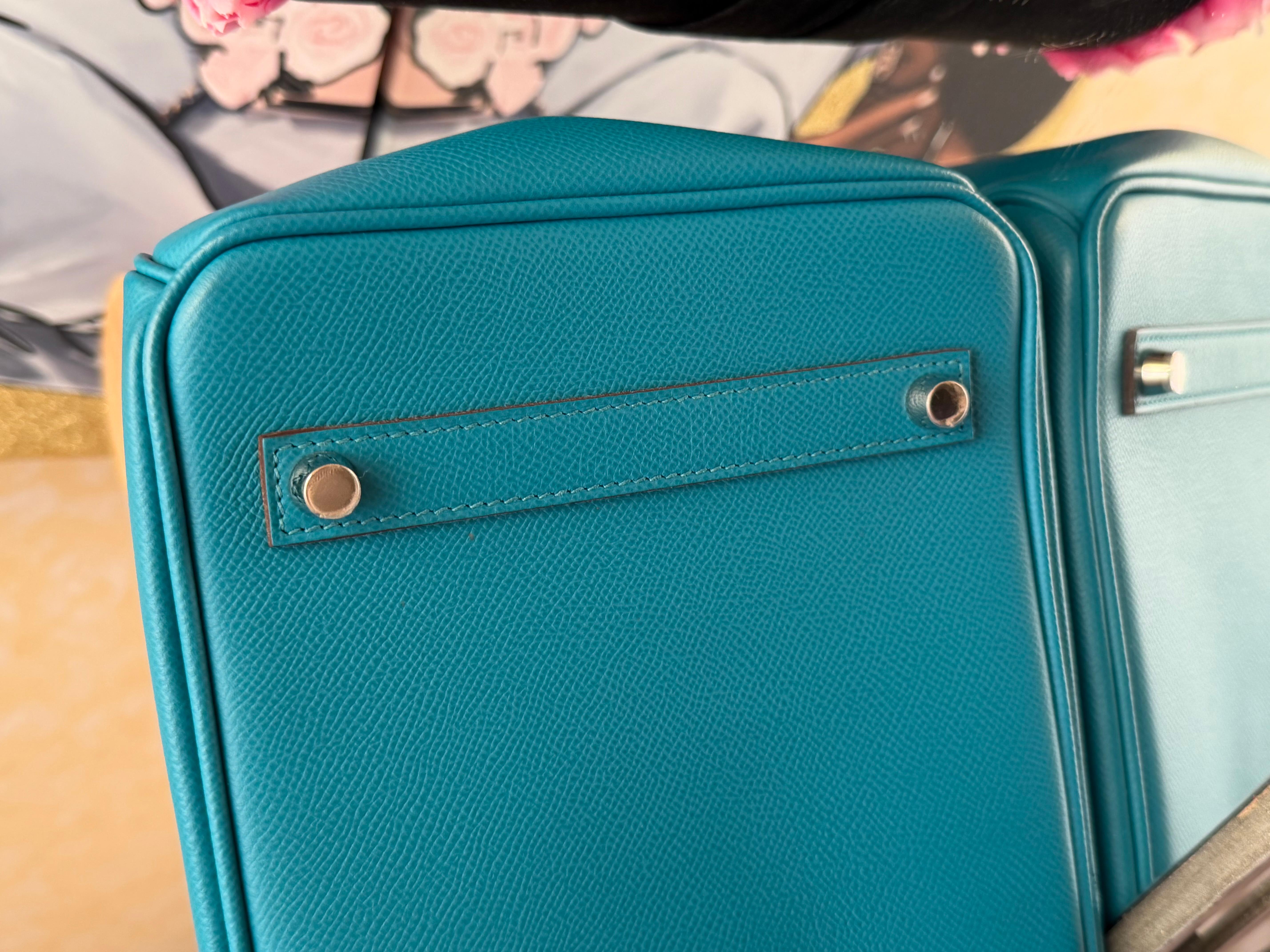 Sac Hermes Birkin 35 Epsom Bleu Paon PHW en vente 3
